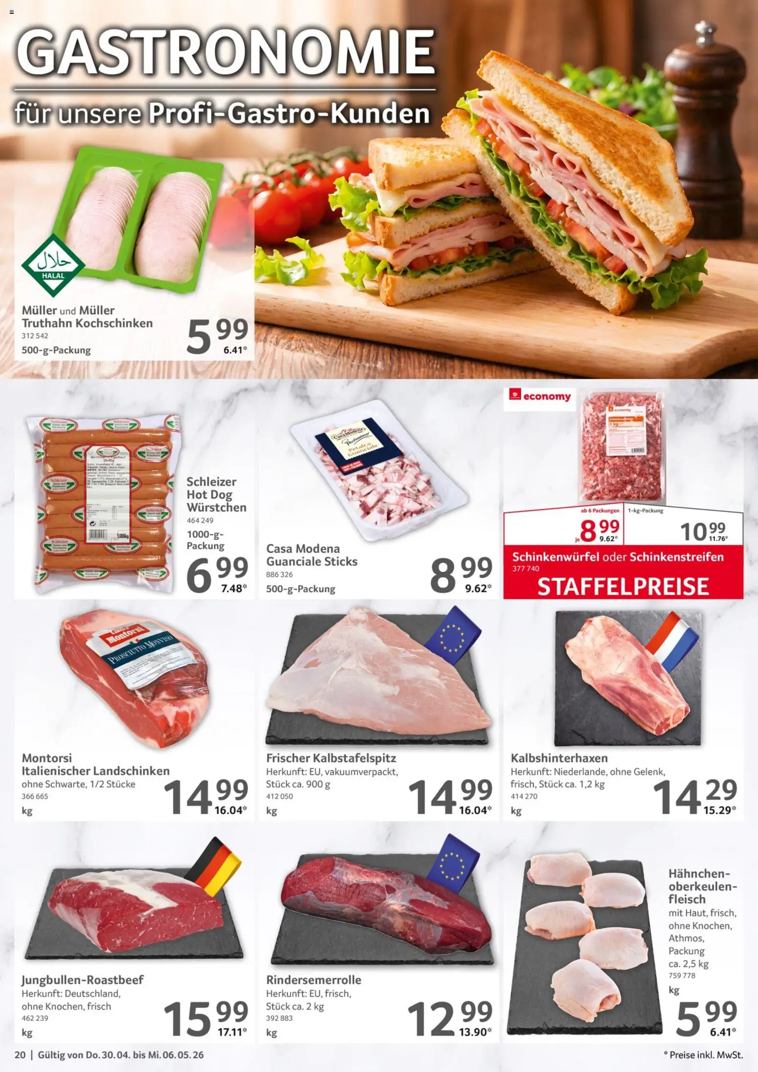 Selgros Prospekt 	 – gültig ab 30.04.2026 | Seite: 20 | Produkte: Hahnchen, Fleisch