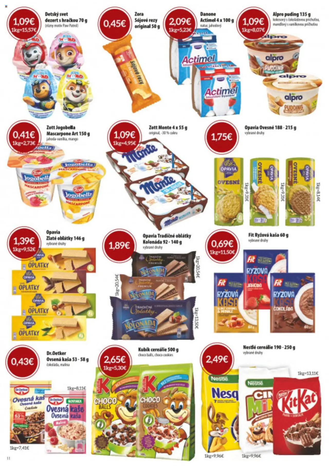 Nové CBA Verex akcie – leták je platný od 02.10.2025 | Strana: 11 | Produkty: Puding, Cereálie, Actimel, Alpro