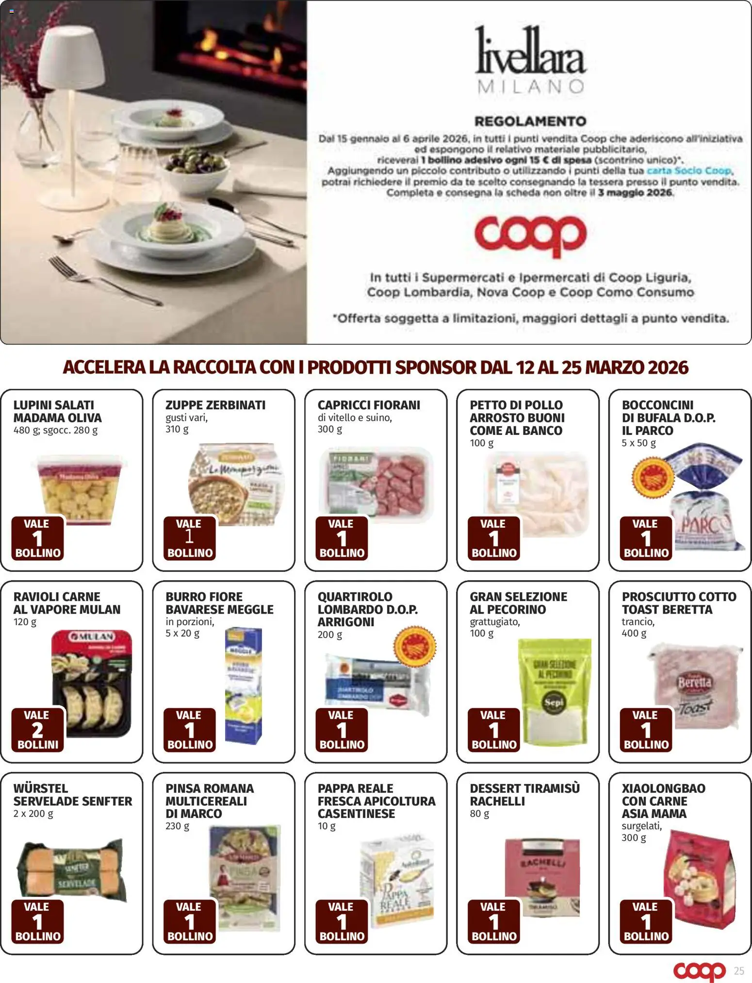 Volantino COOP del 12.03.2026 | Pagina: 25 | Prodotti: Lupini, Pollo, Tè, Wurstel