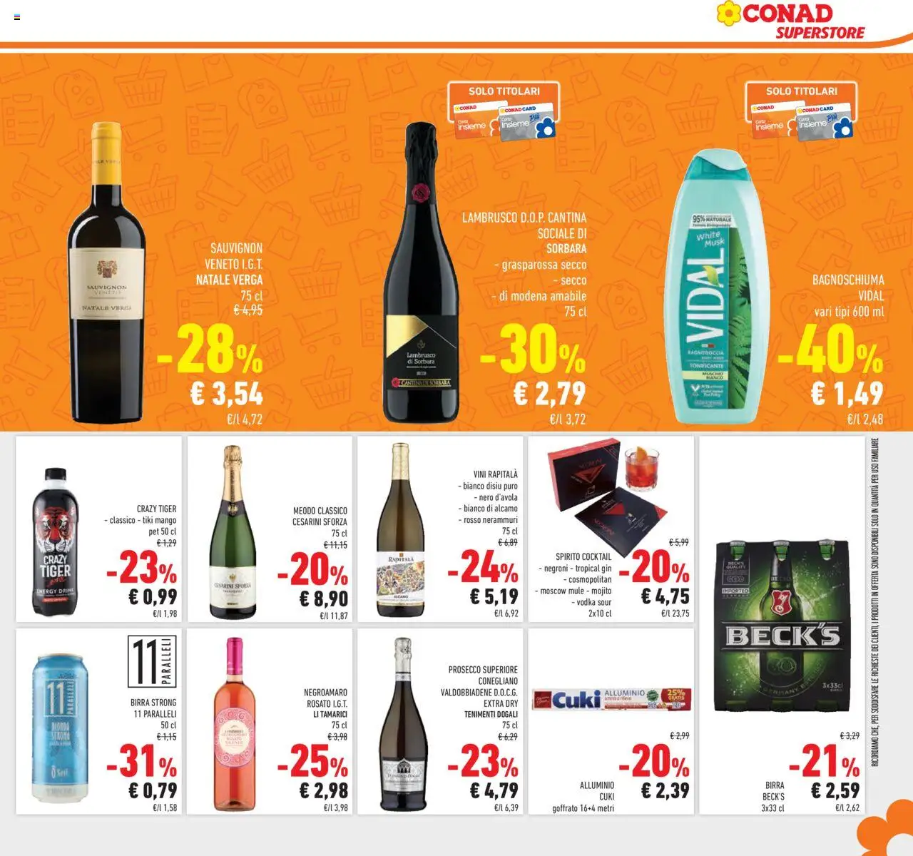 Volantino Conad del 13.08.2025 | Pagina: 23 | Prodotti: Birra, Gin, Prosecco, Mango