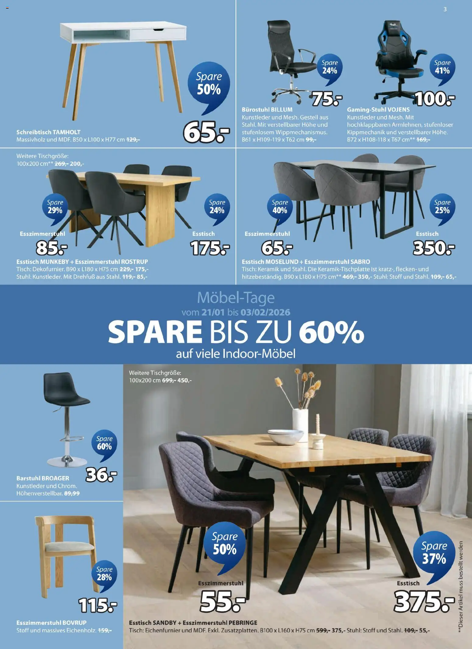 JYSK Angebote gültig ab 19.01.2026 | Seite: 3 | Produkte: Tisch, Stuhl