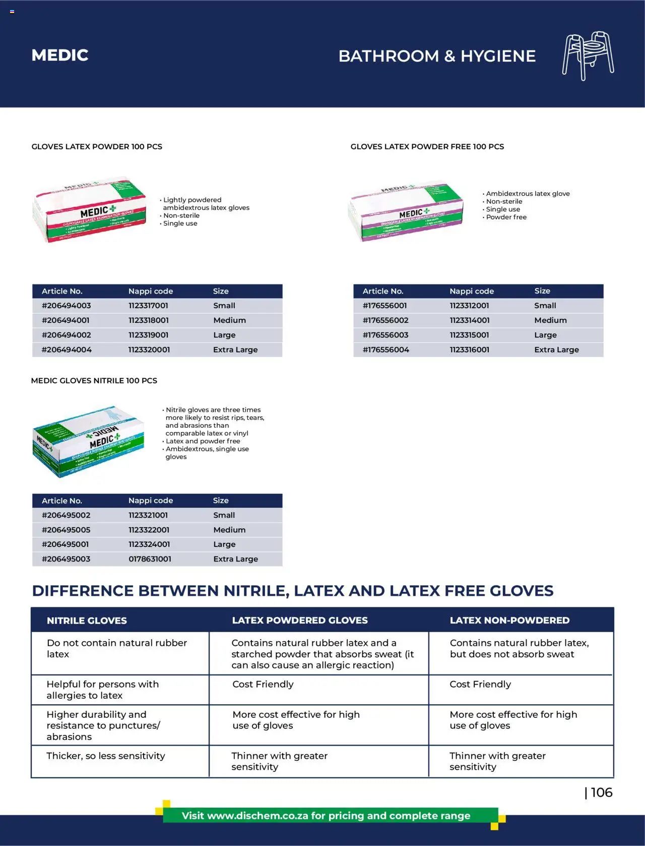 Dis-Chem - HomeCare Catalogue │ valid from 01.01.2025 | Page: 109 | Products: Glove, Gloves, Powder