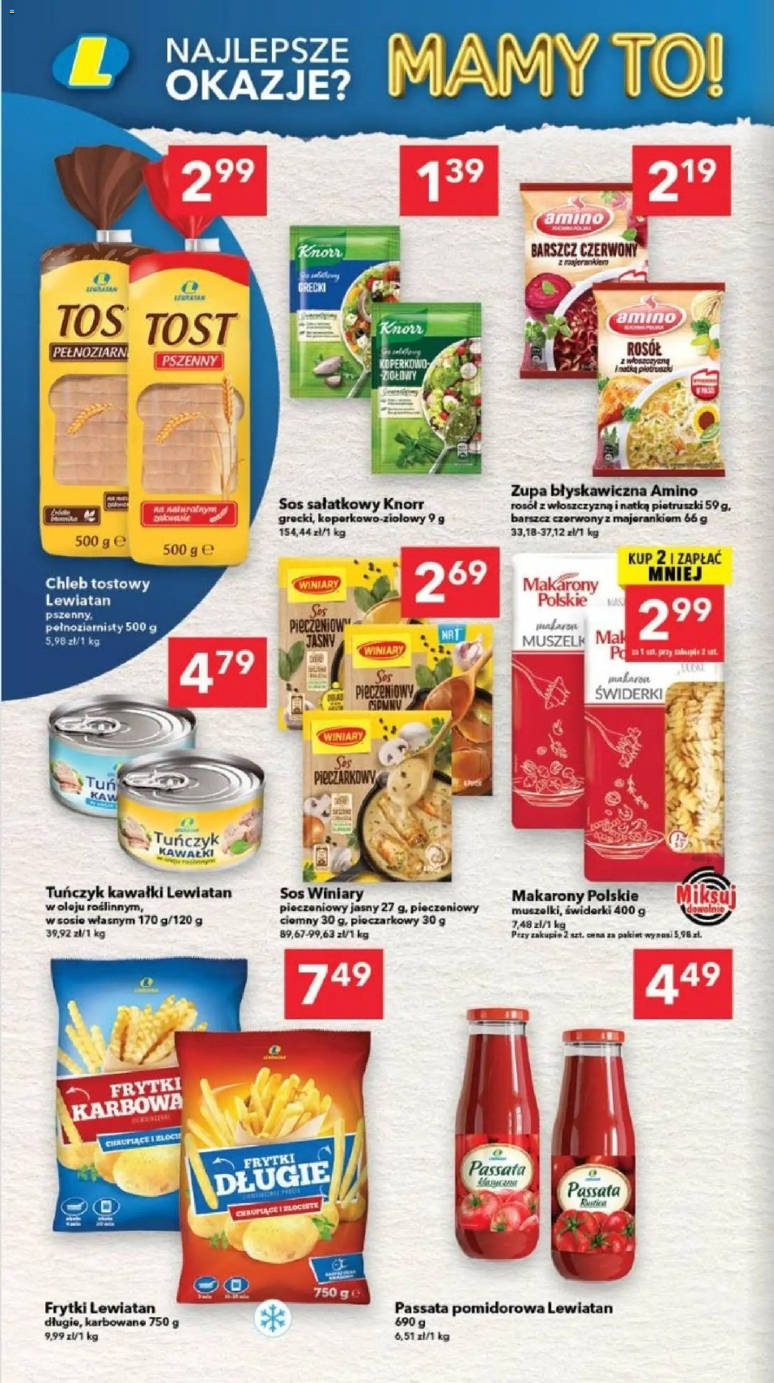Lewiatan gazetka - Szczecin od 09.04.2026 | Strona: 4 | Produkty: Chleb tostowy, Passata pomidorowa, Tuńczyk, Makarony