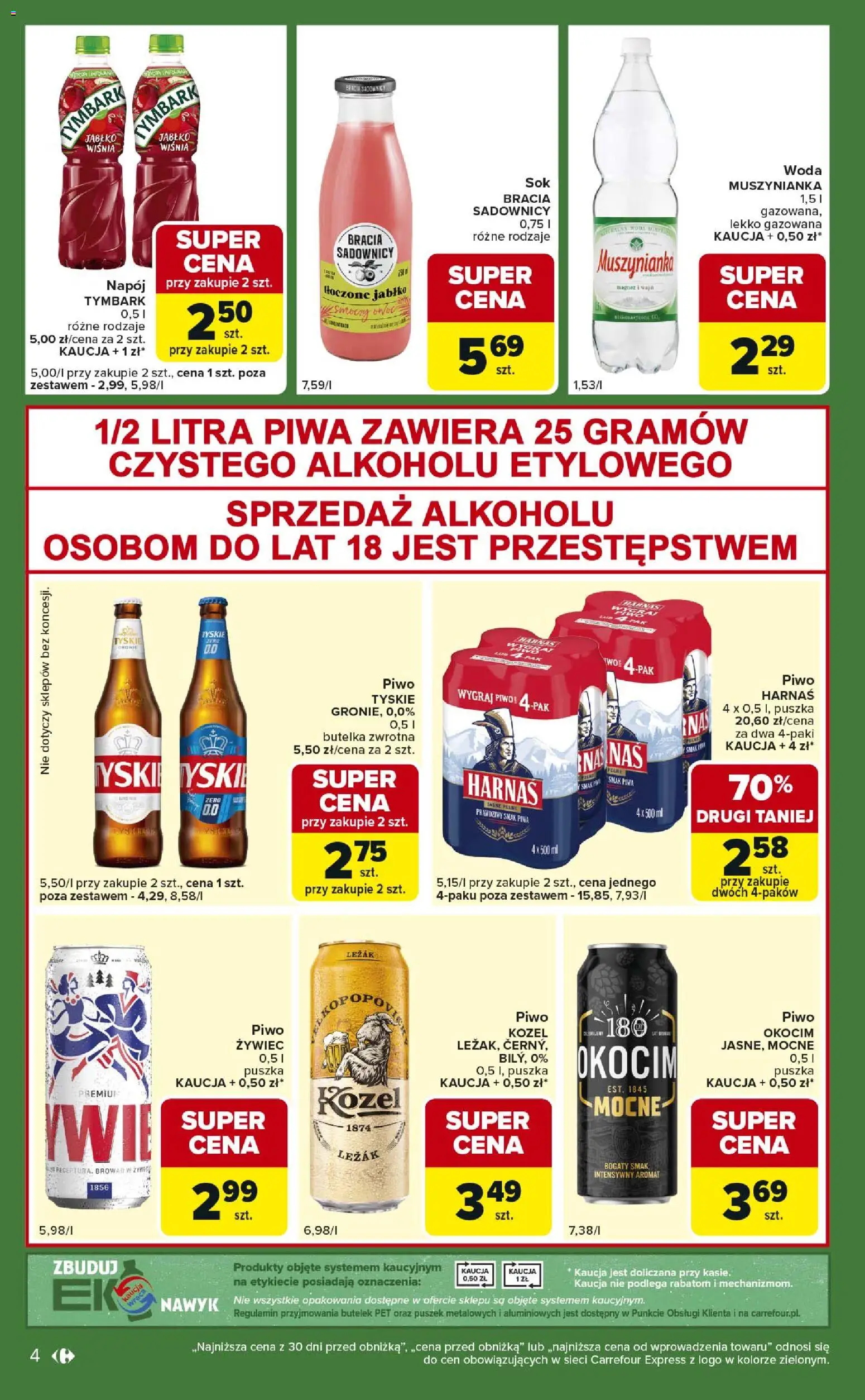 Carrefour gazetka - Express od 10.03.2026 | Strona: 4 | Produkty: Muszynianka, Leżak, Harnaś, Woda