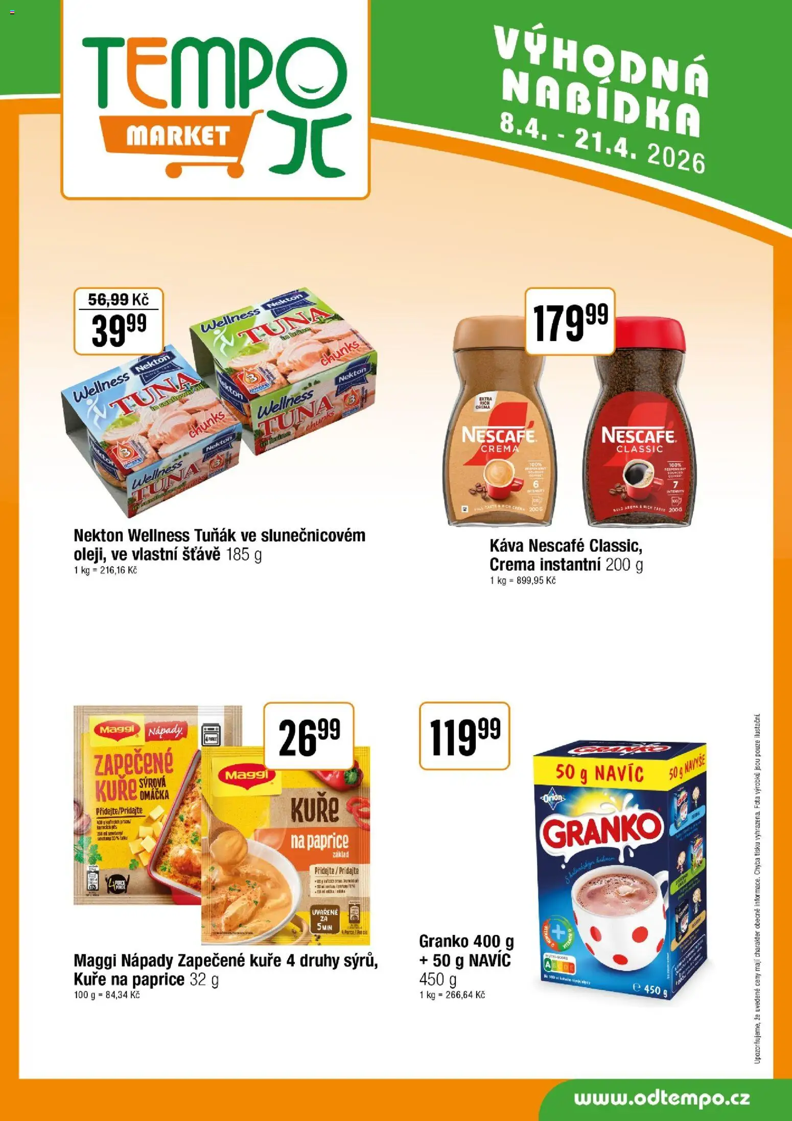 Tempo leták od 08.04.2026 | Strana: 14 | Produkty: Tuňák, Granko, Nescafé, Kuře