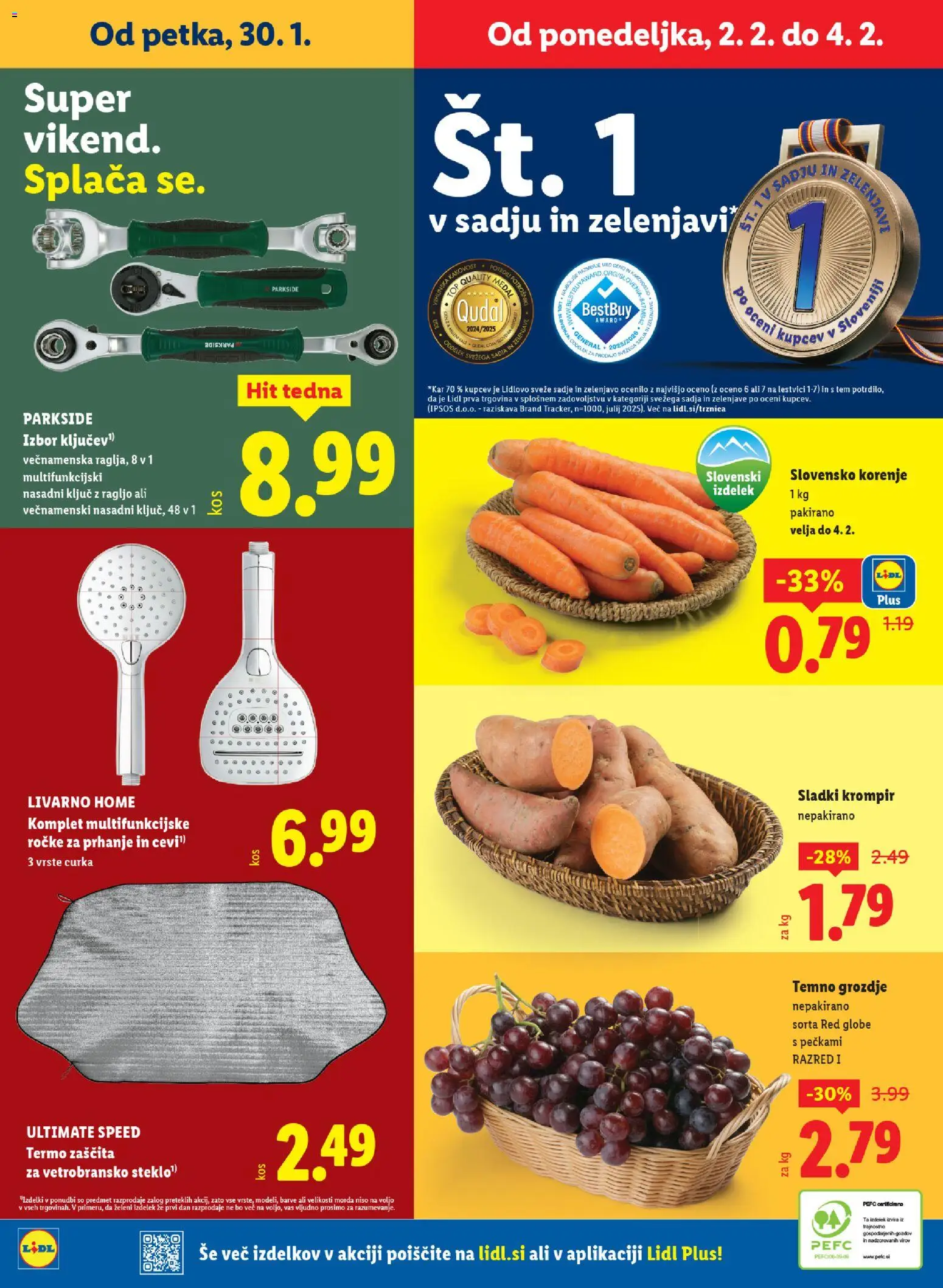 Novi Lidl katalog ponudbe – veljaven od 29.01.2026 | Stran: 50 | Izdelki: Grozdje, Krompir, Sadje