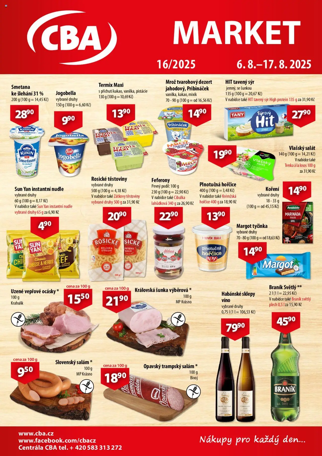 CBA leták - Market od 06.08.2025 | Strana: 1 | Produkty: Sýr, Treska, Pistácie, Marináda