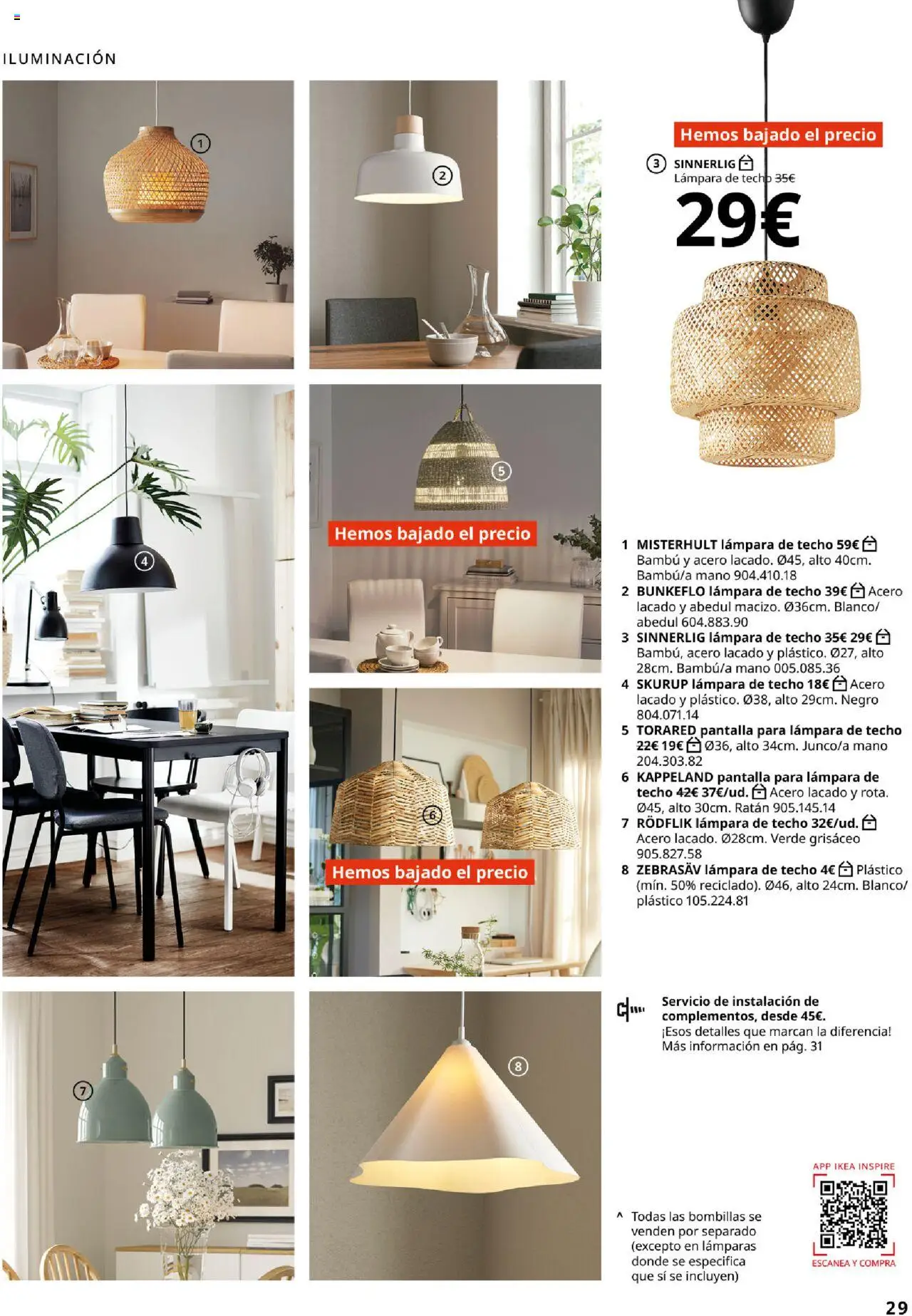 Catálogo IKEA Comedores │ válido desde el 01.09.2025 | Página: 29 | Productos: Lámpara de techo, Galette de chaise, Απορρυπαντικό ρούχων σε σκόνη, Lámpara