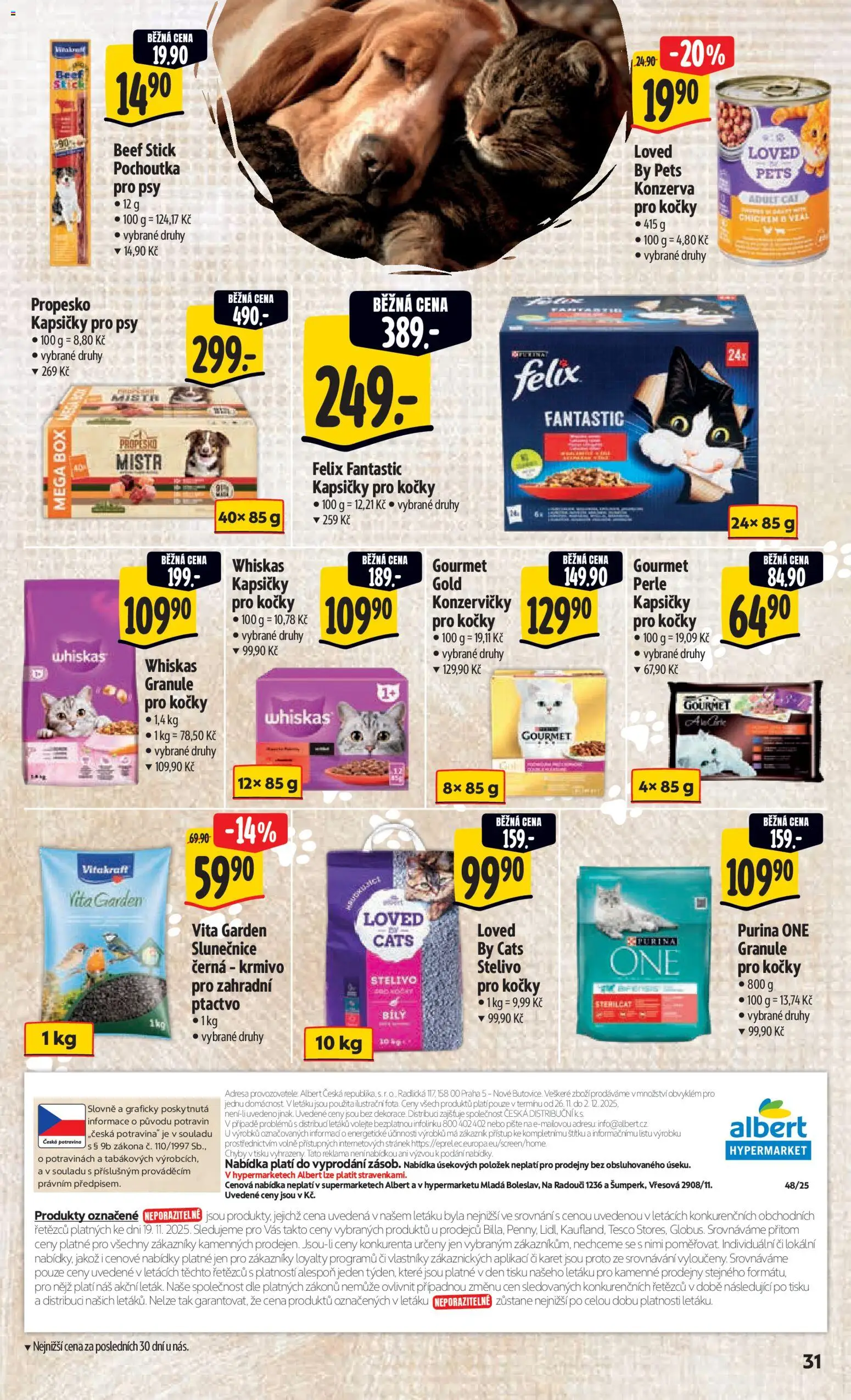 Albert leták - Hypermarket od 26.11.2025 | Strana: 41 | Produkty: Gourmet, Felix fantastic, Purina, Whiskas