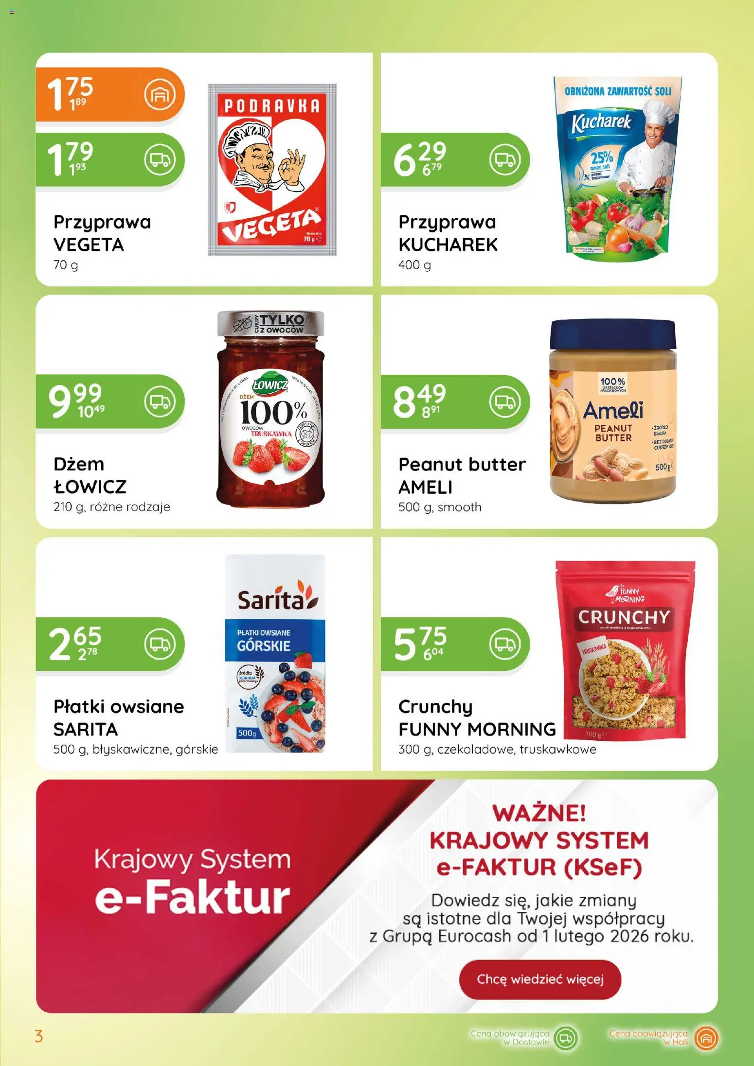 Eurocash Gazetka - Zdrowa Żywność od 12.02.2026 | Strona: 3 | Produkty: Płatki owsiane, Dżem, Płatki