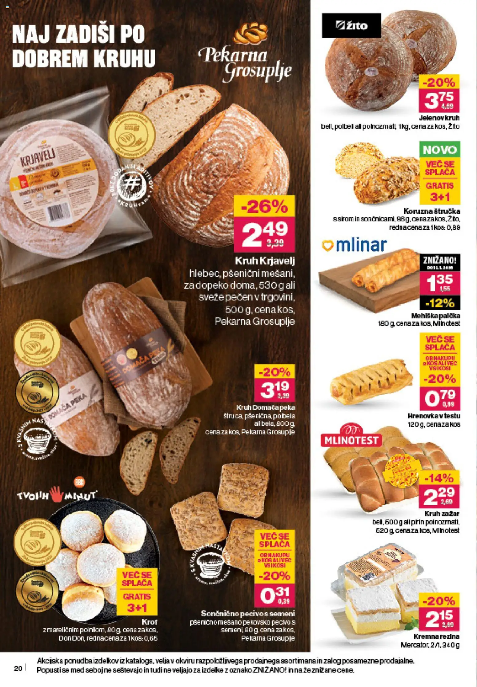 Novi Mercator katalog ponudbe – veljaven od 06.11.2025 | Stran: 20 | Izdelki: Zar, Pekarna, Kos, Kruh