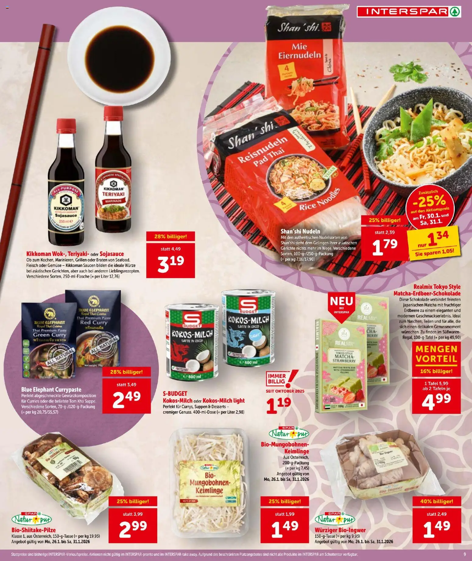 Interspar Flugblatt gültig ab 29.01.2026 | Seite: 9 | Produkte: Gemüse, Schokolade, Nudeln