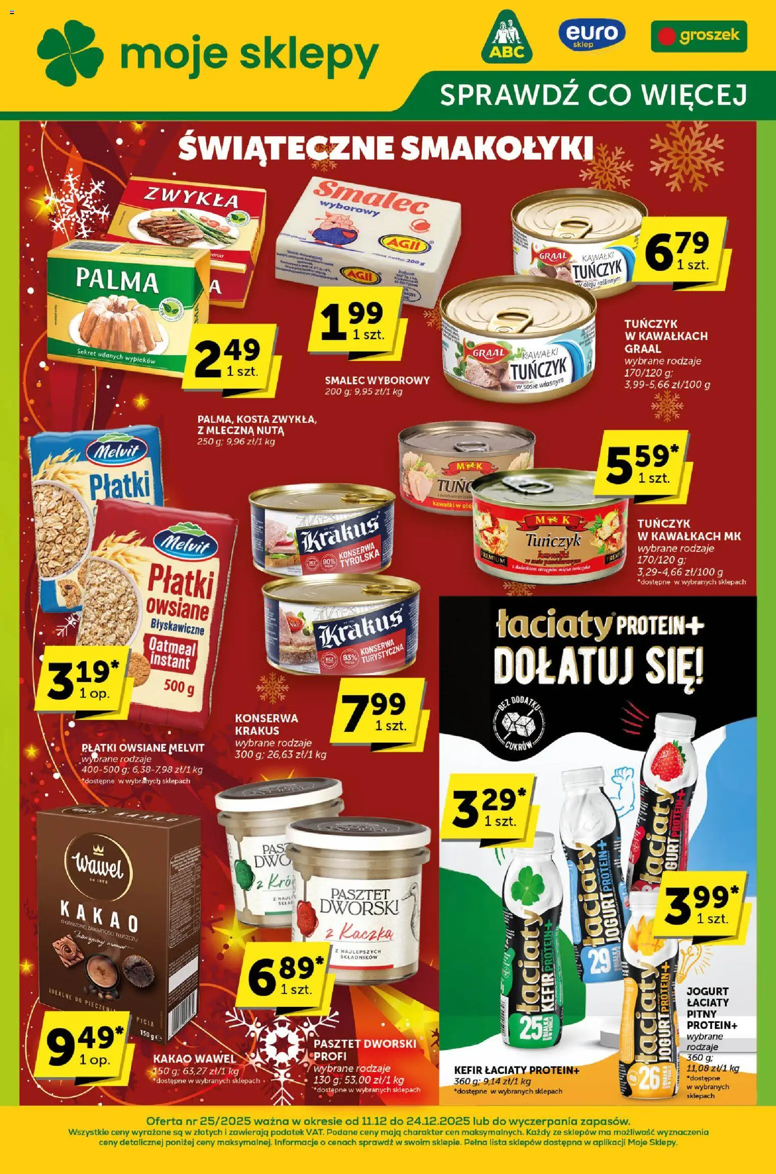 Groszek Gazetka - Sprawdź, co więcej od 11.12.2025 | Strona: 1 | Produkty: Kefir, Kaczka, Tuńczyk, Jogurt