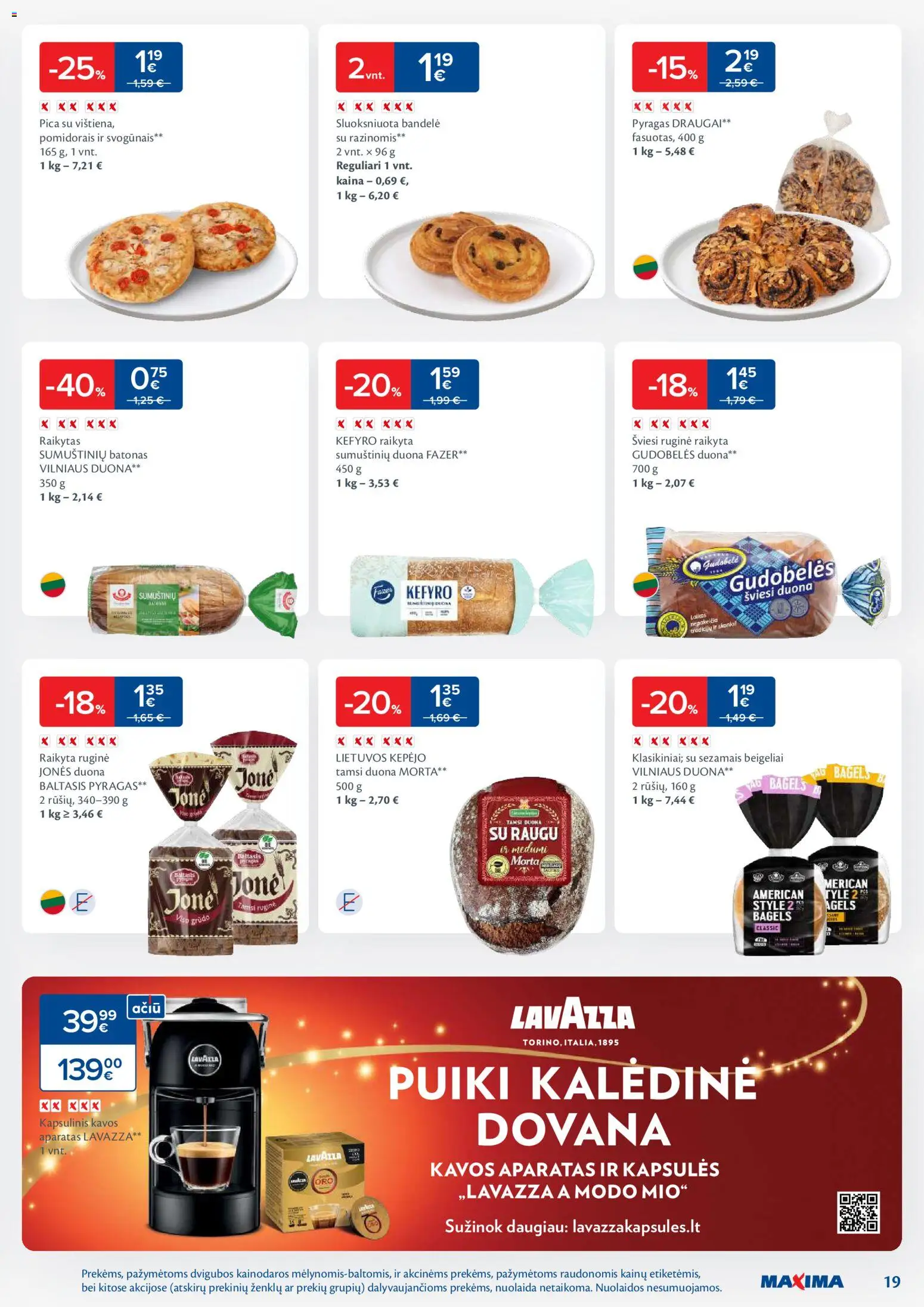 MAXIMA akcijos nuo 25.11.2025 | Puslapis: 19 | Prekių: Batonas, Pyragas, Duona, Kavos aparatas