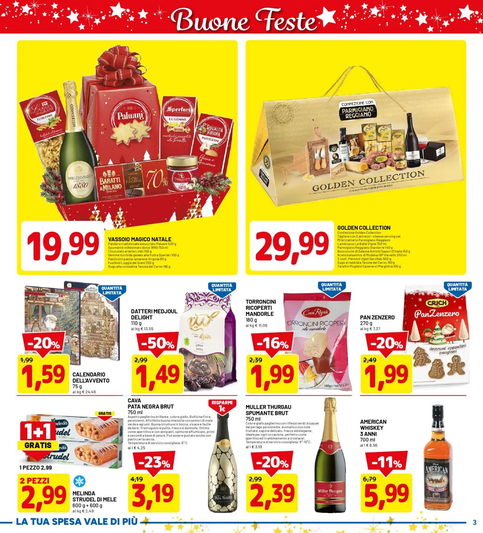 Volantino D Più del 01.12.2025 | Pagina: 3 | Prodotti: Salmone, Latte, Mandorle, Parmigiano reggiano