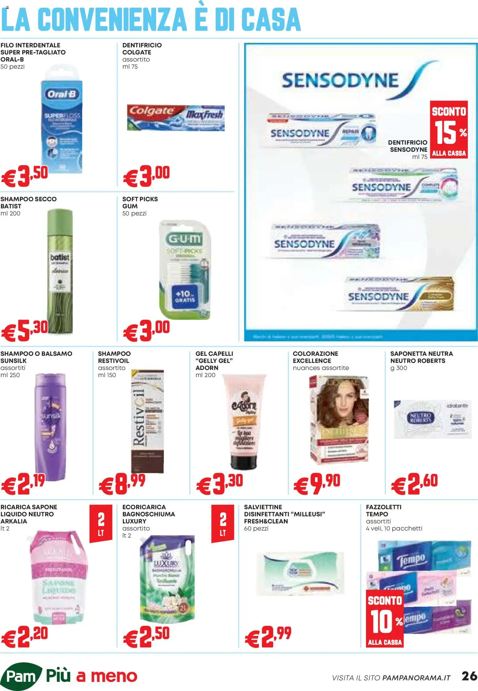 Volantino PAM del 20.11.2025 | Pagina: 26 | Prodotti: Balsamo, Filo interdentale, Fazzoletti, Saponetta