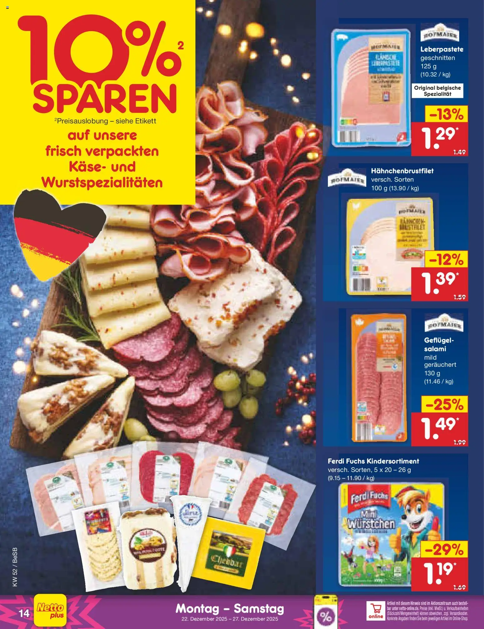 Netto Marken-Discount Prospekt 	 – gültig ab 22.12.2025 | Seite: 14 | Produkte: Käse, Salami
