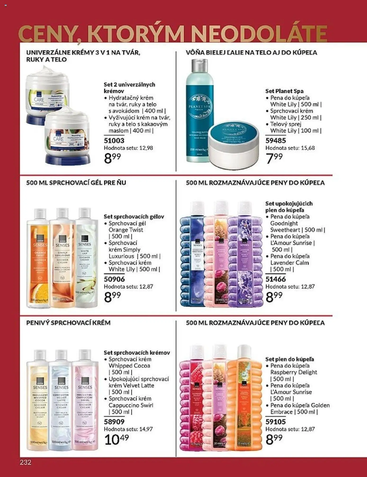 Nové Avon akcie – leták je platný od 01.12.2025 | Strana: 232 | Produkty: Pena do kúpeľa, Krém
