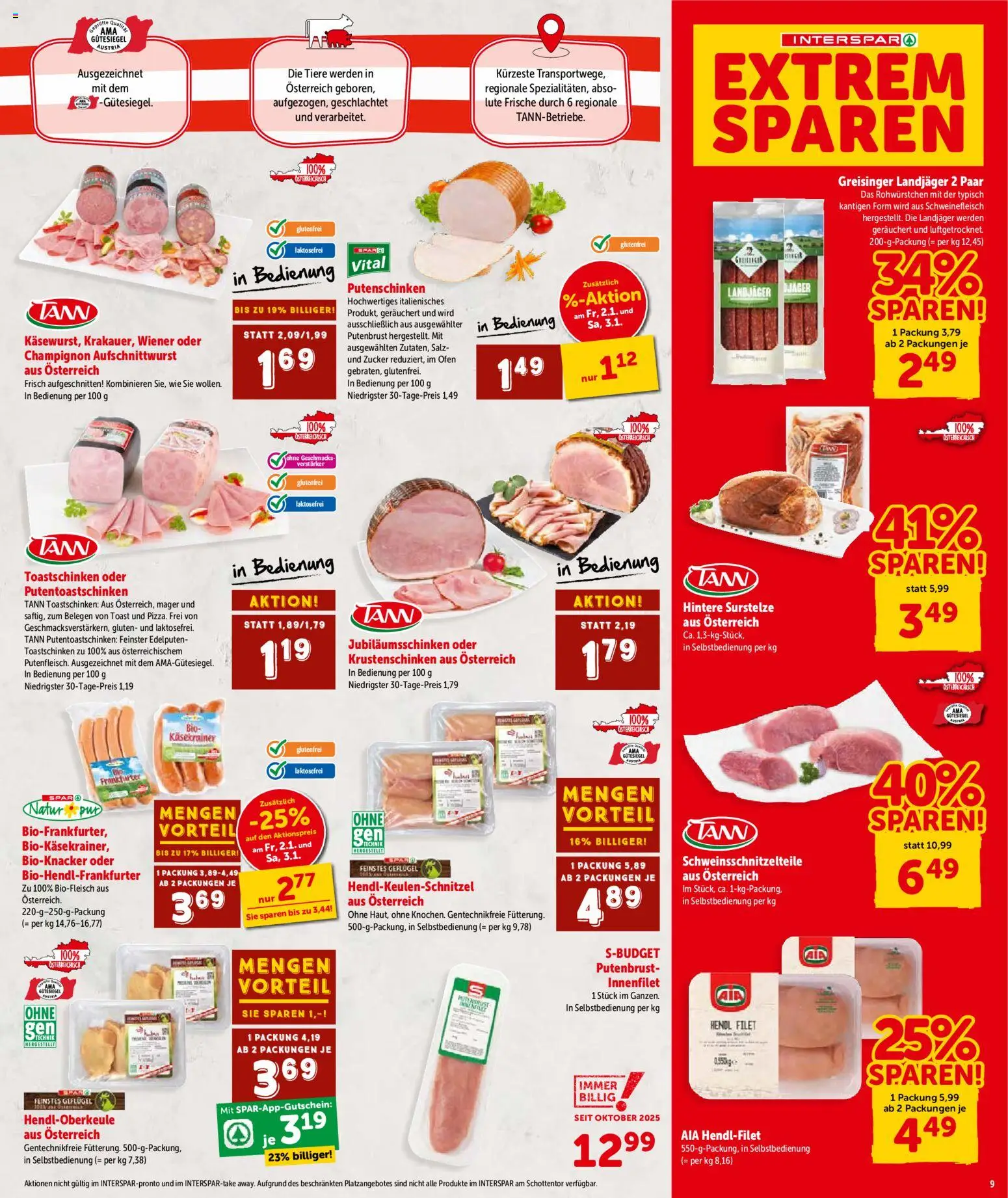 Interspar Flugblatt - Oberösterreich gültig ab 02.01.2026 | Seite: 9 | Produkte: Salz, Zucker, Ofen, Schweinefleisch