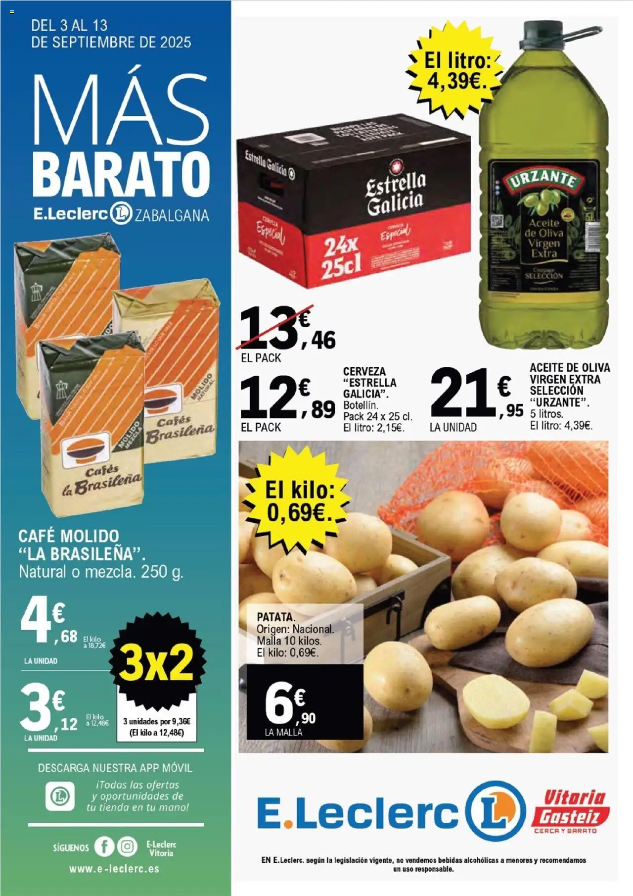 E.Leclerc folleto │ válido desde el 03.09.2025 | Página: 1 | Productos: Aceite, Cerveza, Café molido, Aceite de oliva