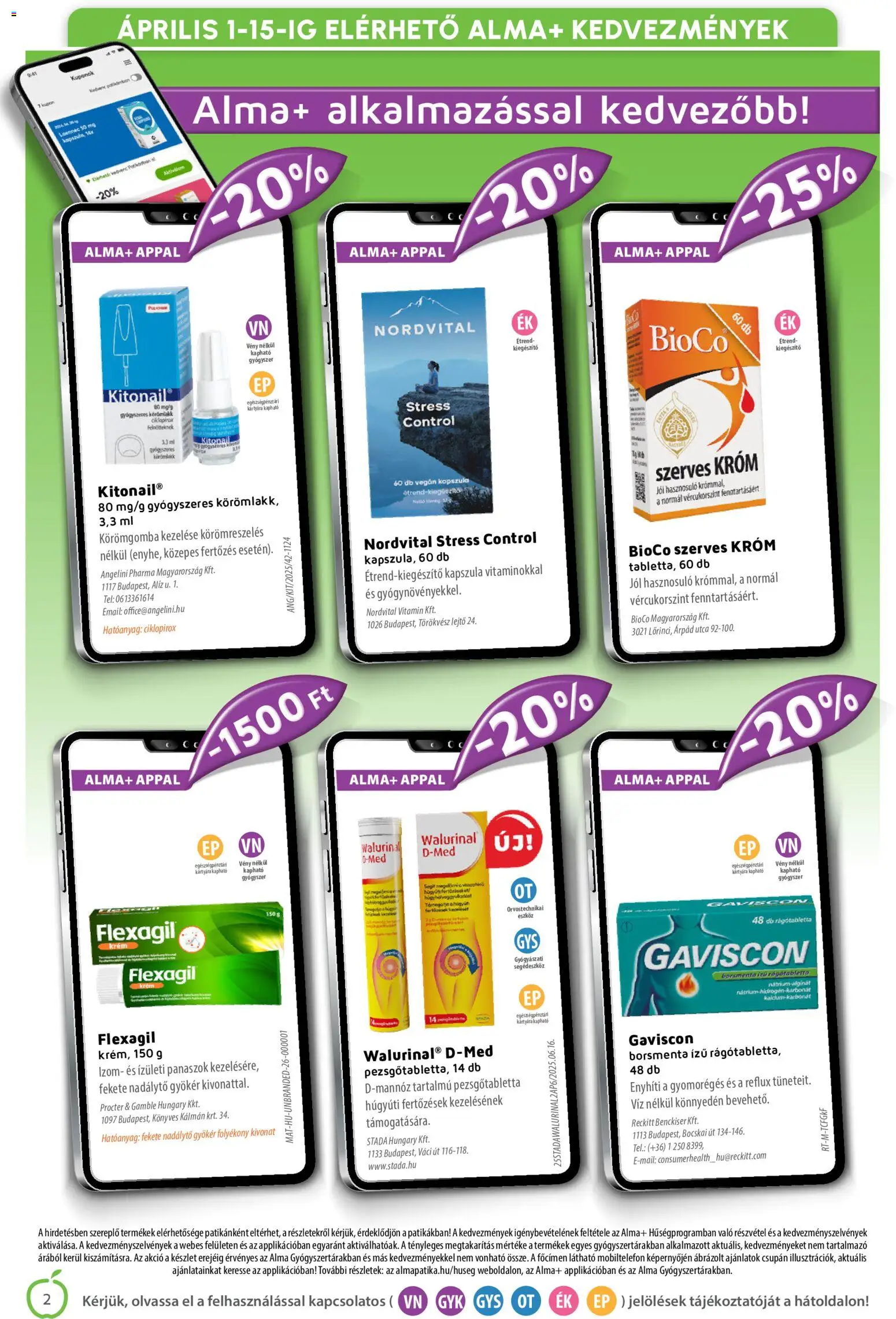 Alma Gyógyszertárak akciós ujság - amely érvényes a következő dátumtól: 01.04.2026 | Oldal: 2 | Termékek: Pezsgőtabletta, Körömlakk, Alma, Vegán