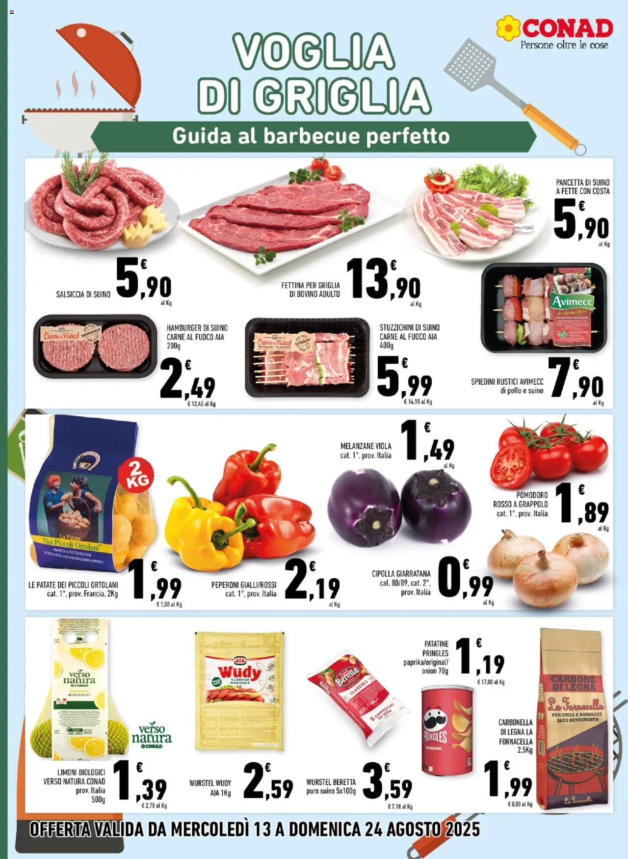 Volantino Conad del 13.08.2025 | Pagina: 6 | Prodotti: Pancetta, Wurstel, The, Hamburger