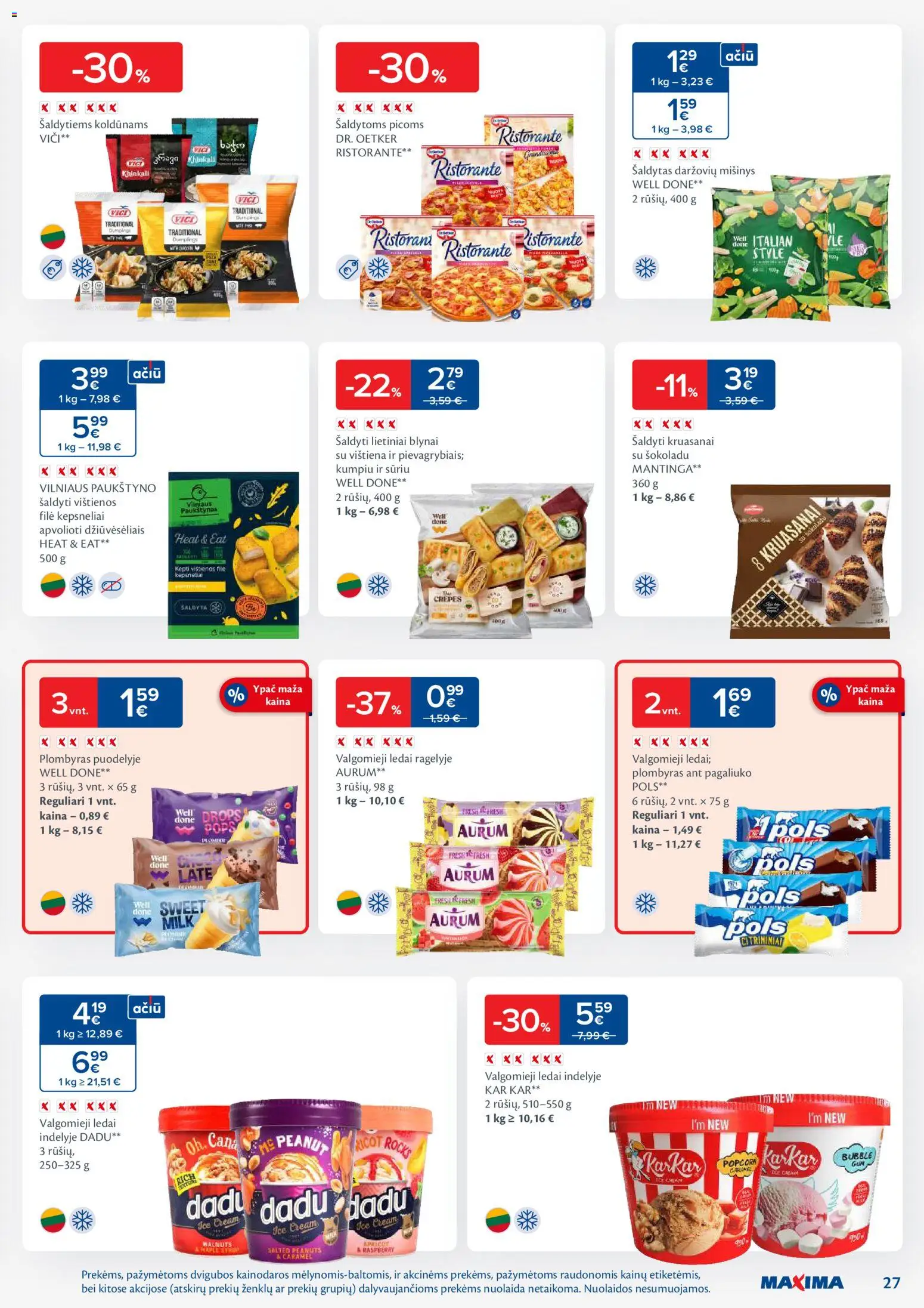MAXIMA akcijos nuo 24.02.2026 | Puslapis: 27 | Prekių: Ledai, Vištienos, Plombyras, Vištiena