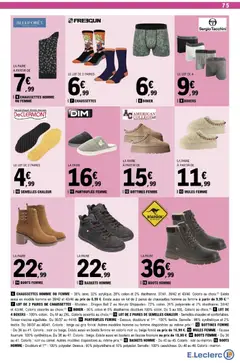 E.Leclerc - Prévisualisation de BASKETS HOMME, Du 40 au 45. Coloris: noir ou marron. valide à partir de 02.12.2025 | Page: 75 | Produits: Coton, Bottines, Baskets