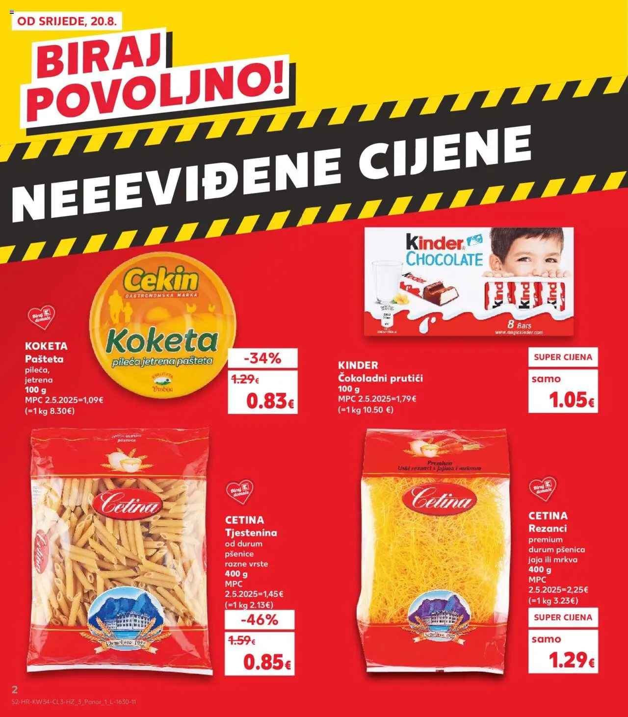 Kaufland katalog | vrijedi od 20.08.2025 | Stranica: 2 | Proizvodi: Jaja, Mrkva, Pašteta, Pasta