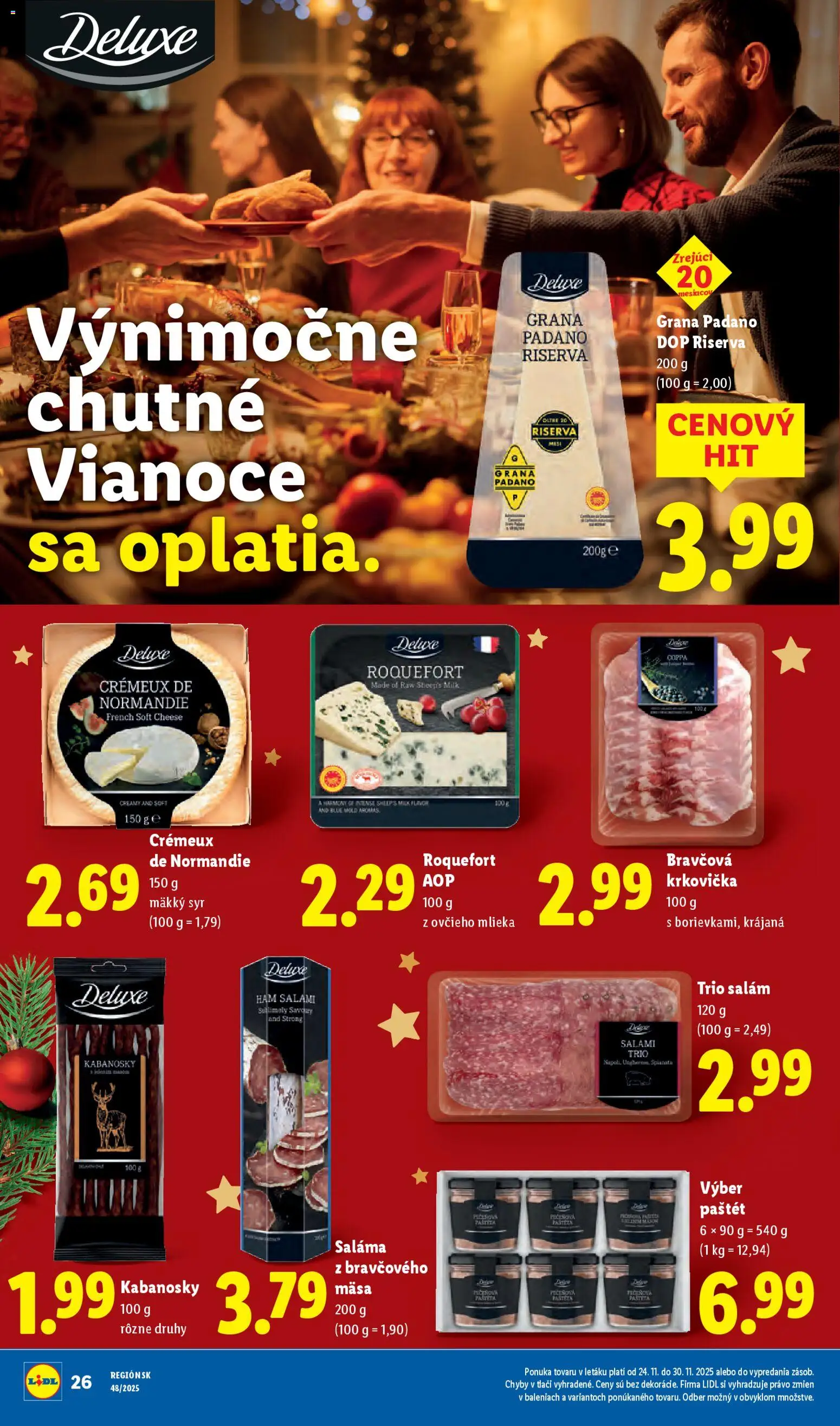 Nové Lidl akcie – leták je platný od 27.11.2025 | Strana: 68 | Produkty: Syr, Saláma, Bravčová krkovička, Krkovička