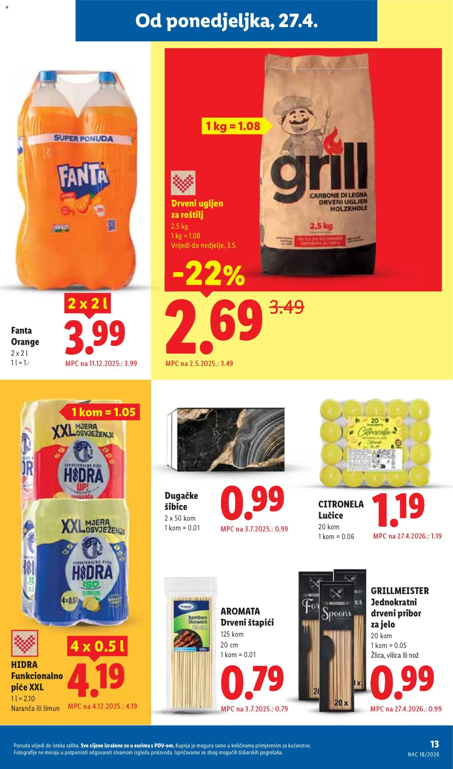 Lidl katalog | vrijedi od 27.04.2026 | Stranica: 13 | Proizvodi: Fanta, Nož, Štapići, Štapići za jelo