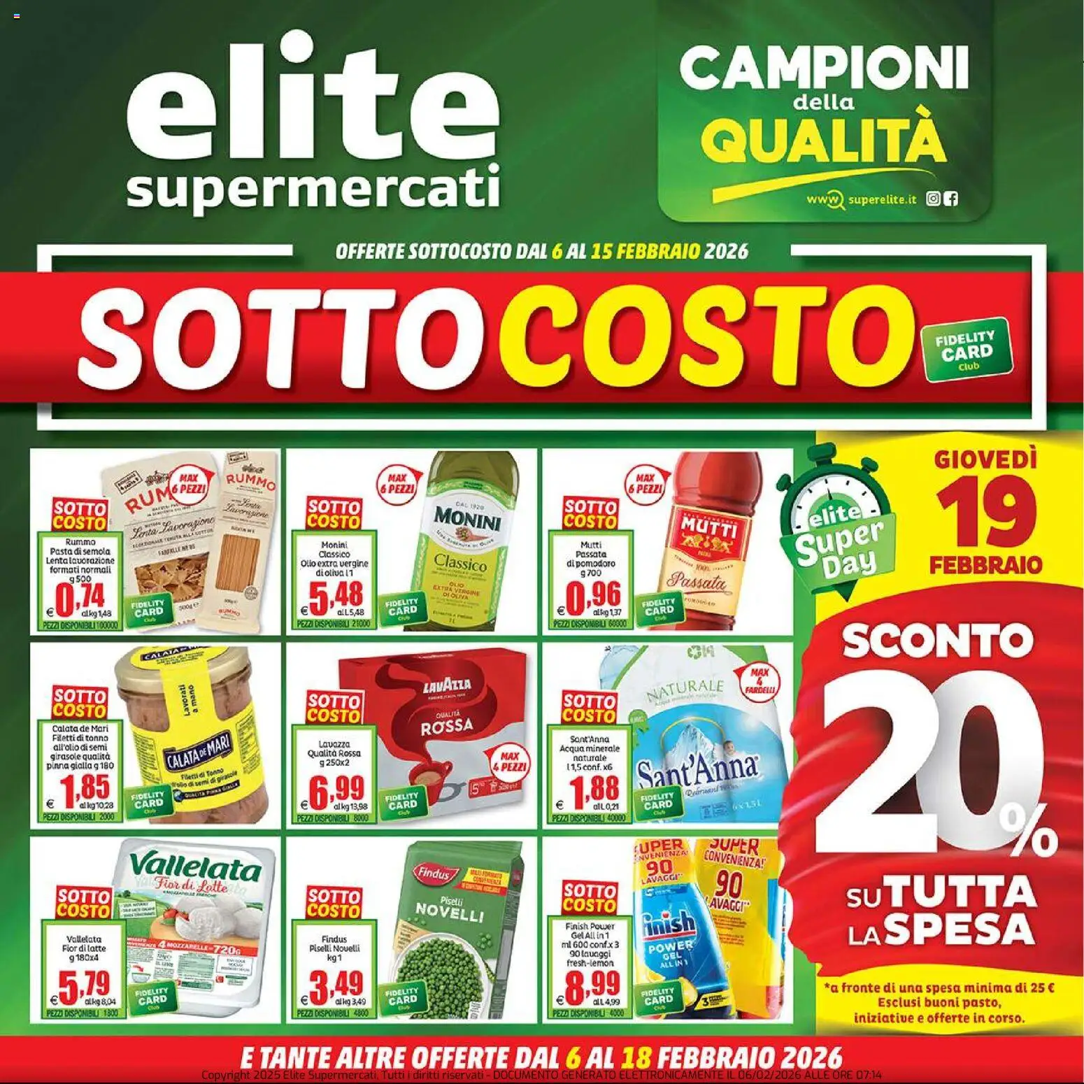 Volantino Elite Supermercati del 06.02.2026 | Pagina: 1