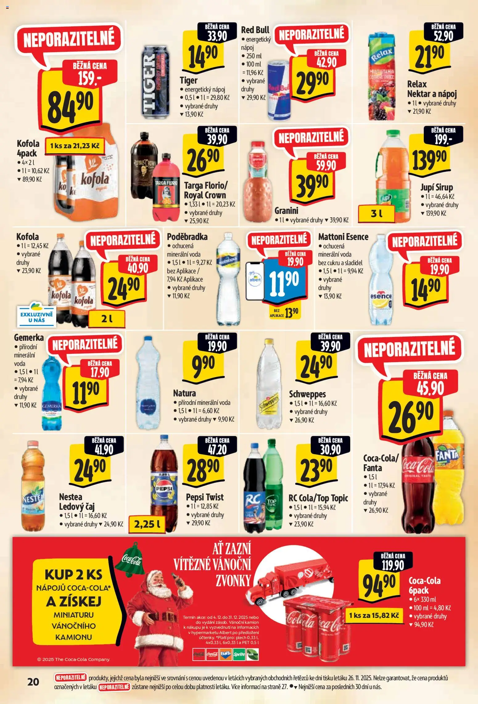 Albert leták - Hypermarket od 03.12.2025 | Strana: 29 | Produkty: Tiger, Poděbradka, Sprite, Mattoni Esence