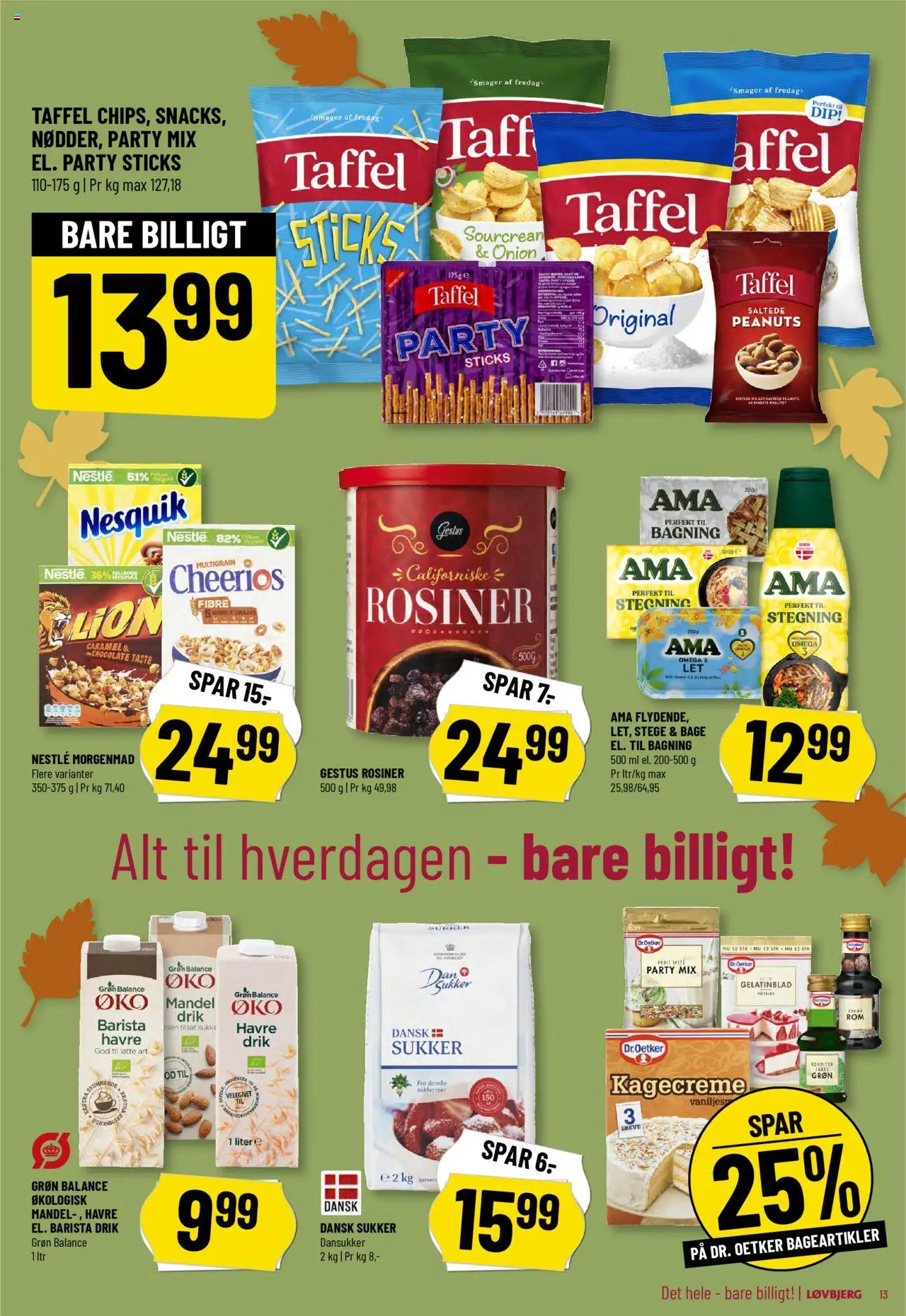 Løvbjerg tilbudsavis – gyldig fra 10.10.2025 | Side: 13 | Produkter: Mælk, Rosiner, Sukker, Kagecreme