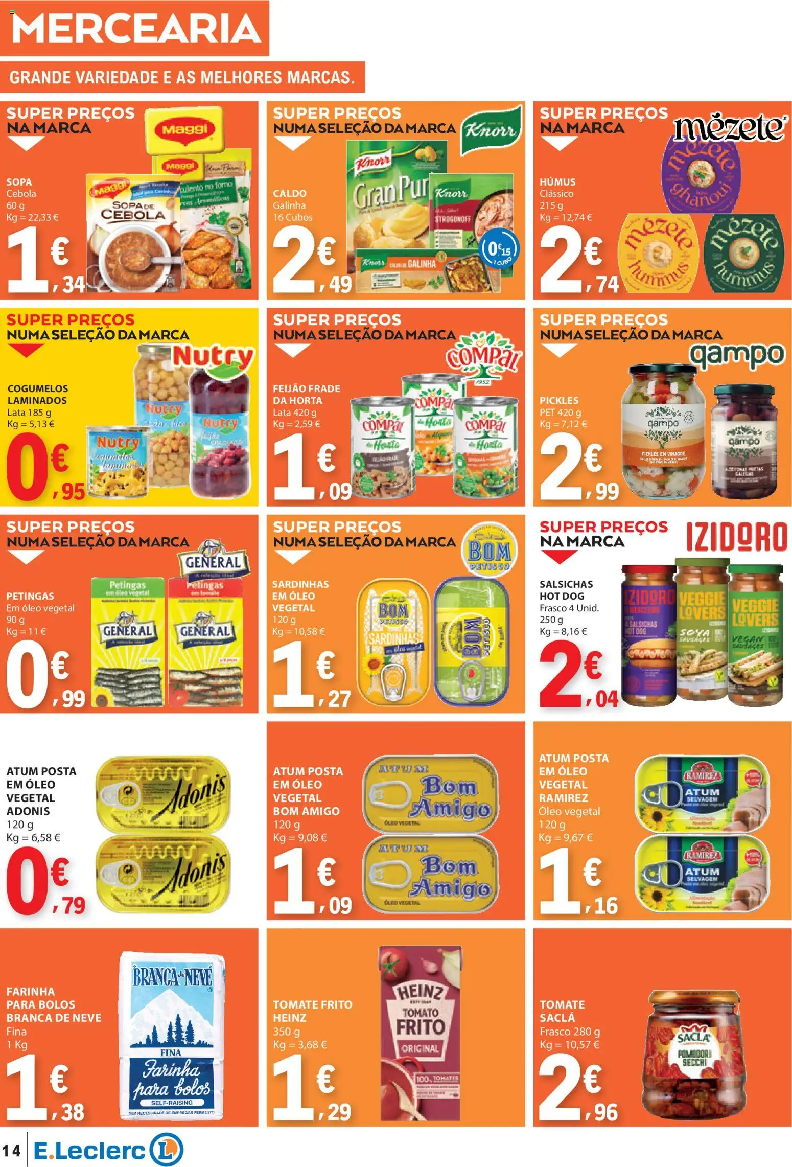 E.Leclerc folheto │ válido de 15.01.2026 | Página: 14 | Produtos: Atum, Knorr, Óleo, Tomates