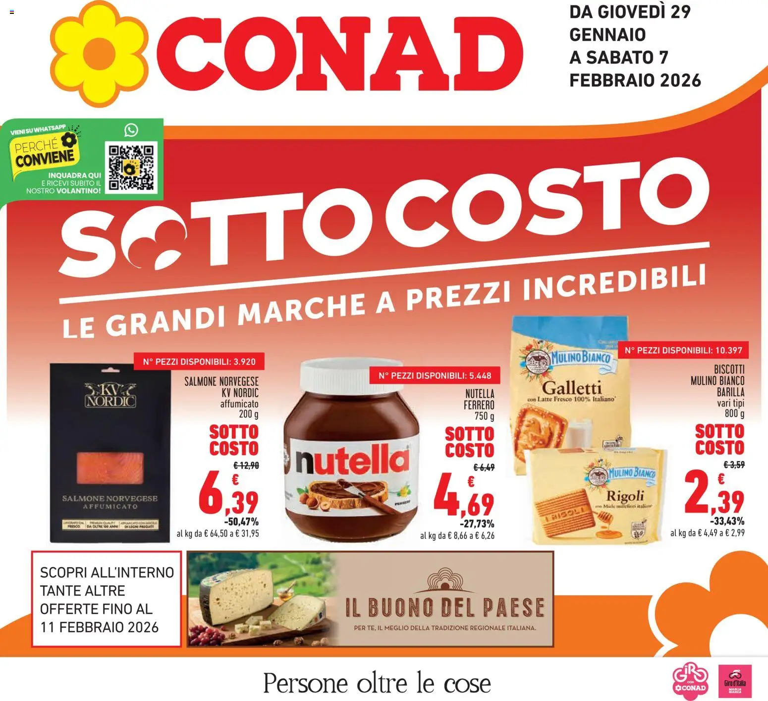 Volantino Conad del 29.01.2026 | Pagina: 1 | Prodotti: Salmone, Biscotti, Nutella, Miele