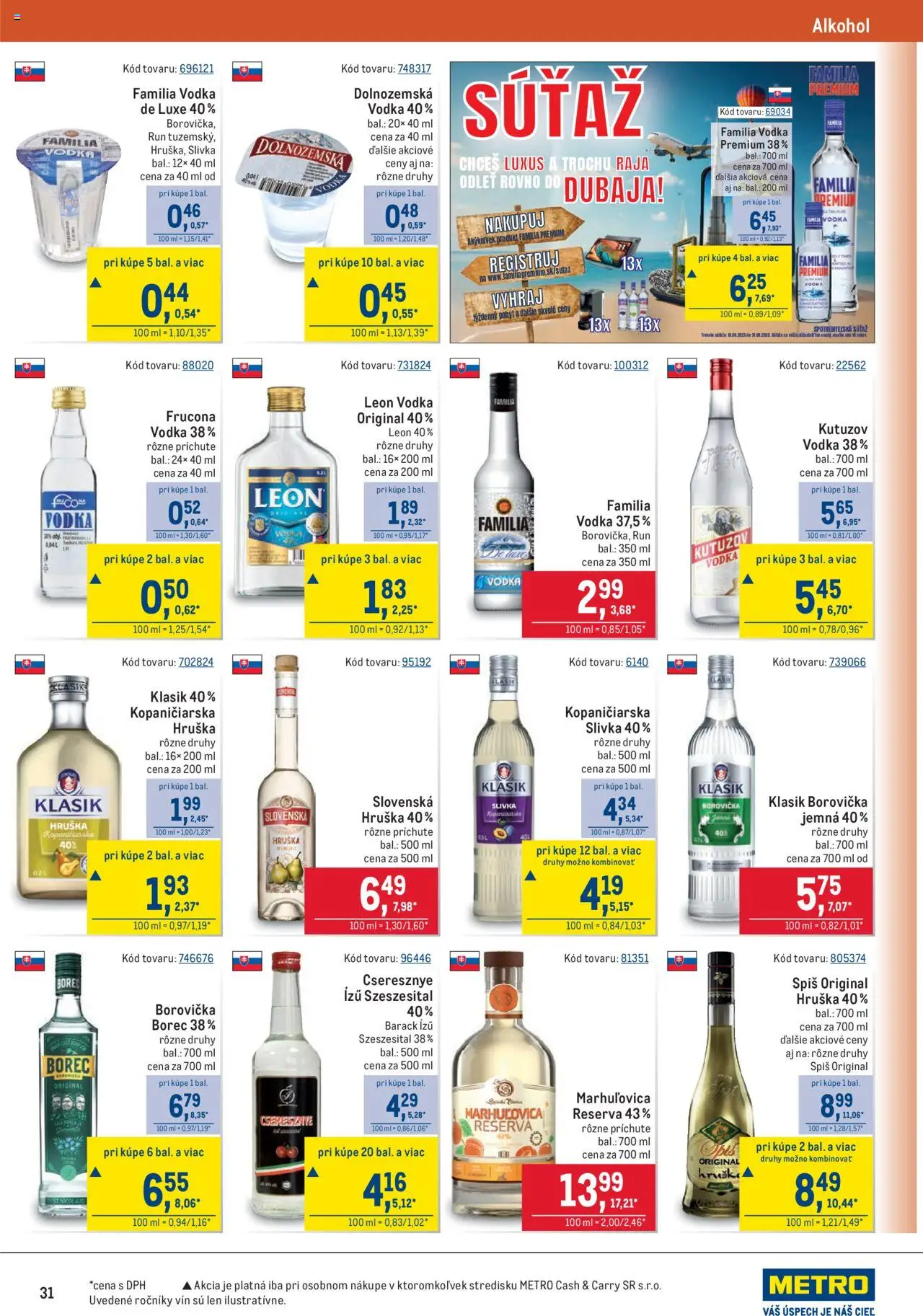Metro maloobchod │ platný od 18.06.2025 | Strana: 31 | Produkty: Borovička, Vodka, Alkohol