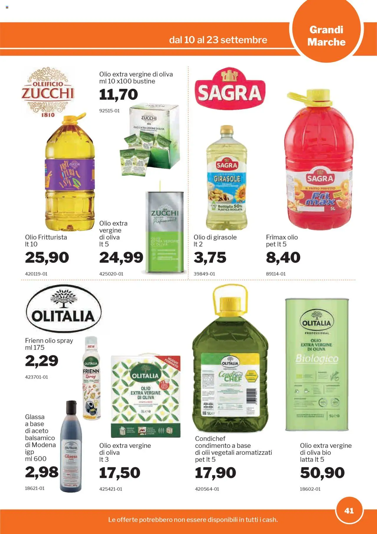 Volantino Sogegross del 10.09.2025 | Pagina: 41 | Prodotti: Olio, Olio extra vergine, Olio di girasole, Glassa