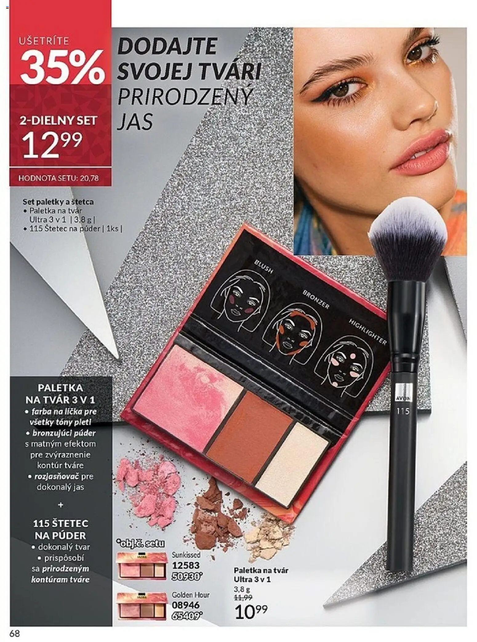 Nové Avon akcie – leták je platný od 01.11.2025 | Strana: 68 | Produkty: Púder, Bronzer, Rozjasňovač, Štetec
