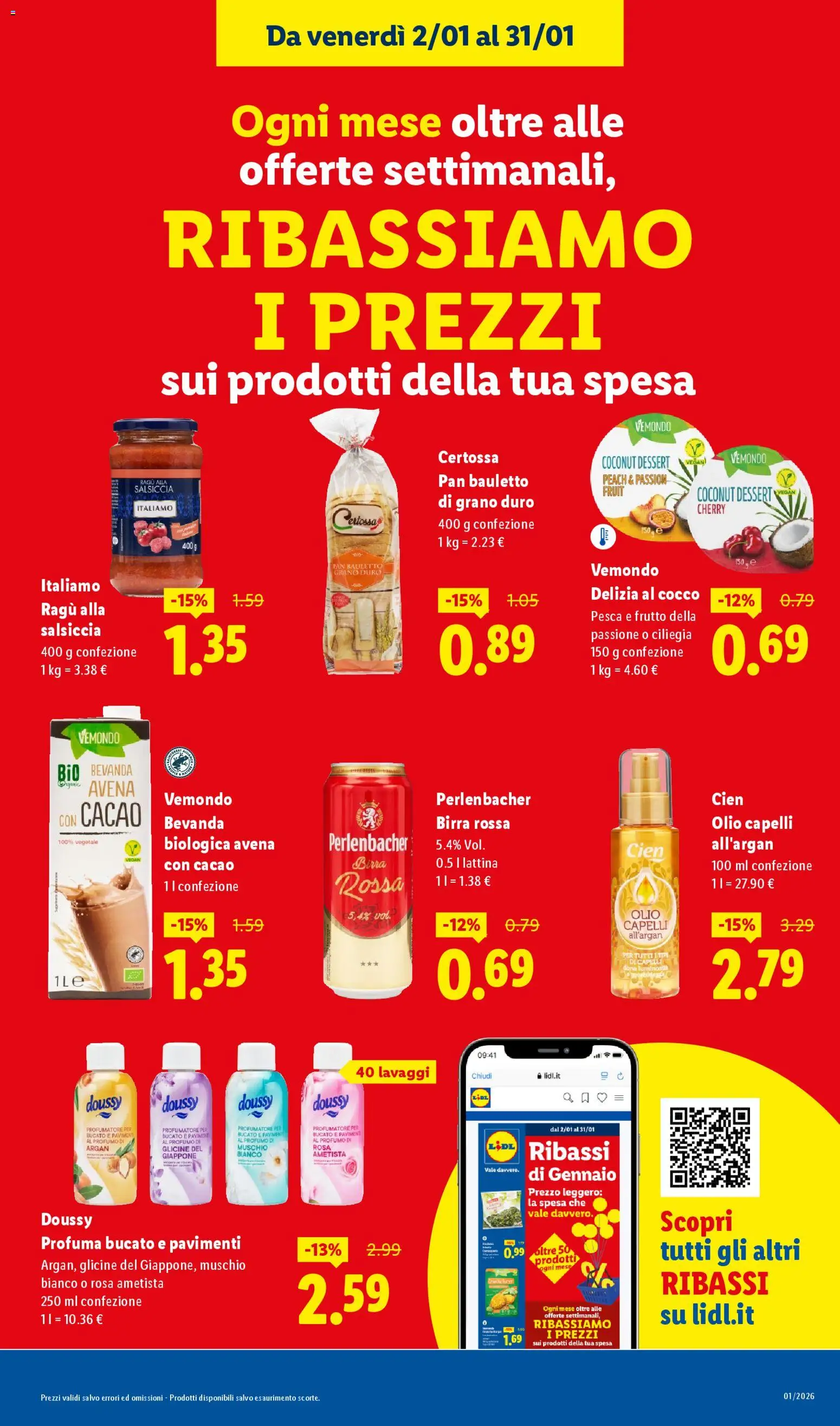 Volantino Lidl del 29.12.2025 | Pagina: 19 | Prodotti: Salsiccia, Pesca, Cocco, Cacao