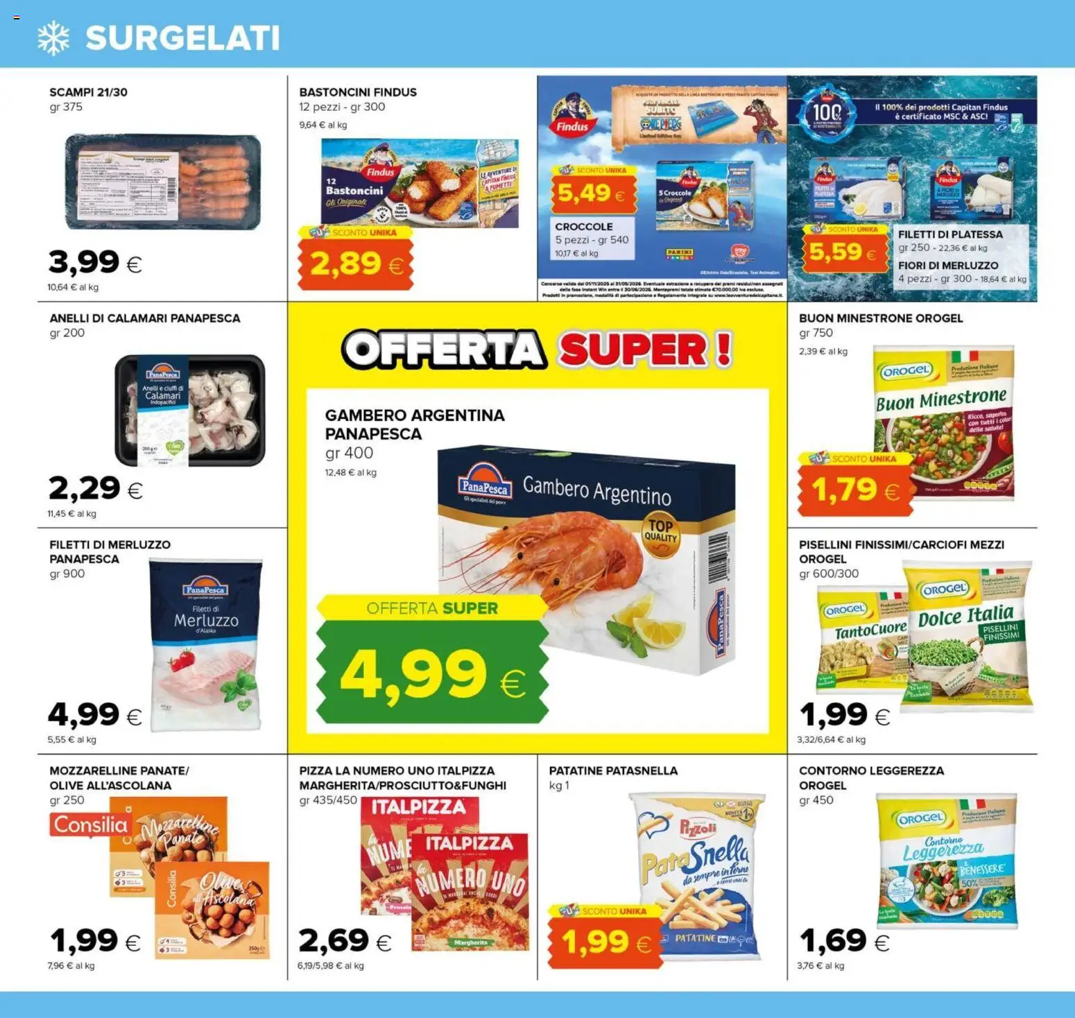 Volantino Oasi del 01.12.2025 | Pagina: 20 | Prodotti: Minestrone, Patatine, Calamari, Olive