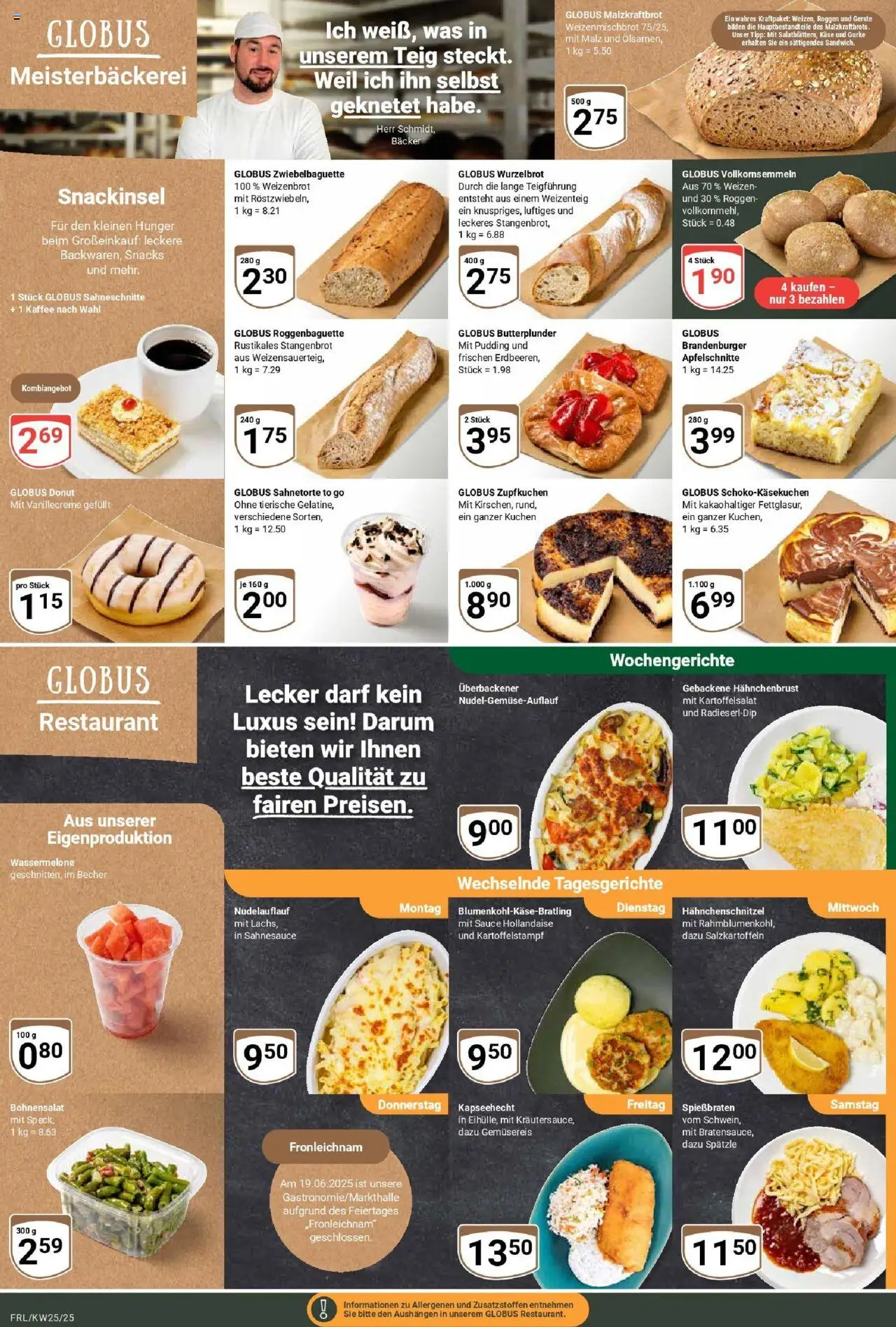 Globus prospekt Freilassing	 - gültig ab dem 15.06.2025 | Seite: 6 | Produkte: Baguette, Pudding, Wassermelone, Hahnchenbrust