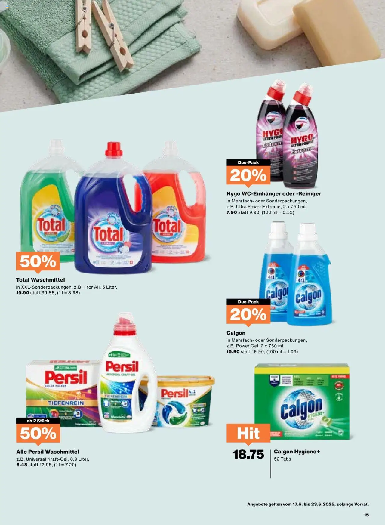 Migros Aktionen ab 17.06.2025 | Seite: 15 | Produkte: Waschmittel