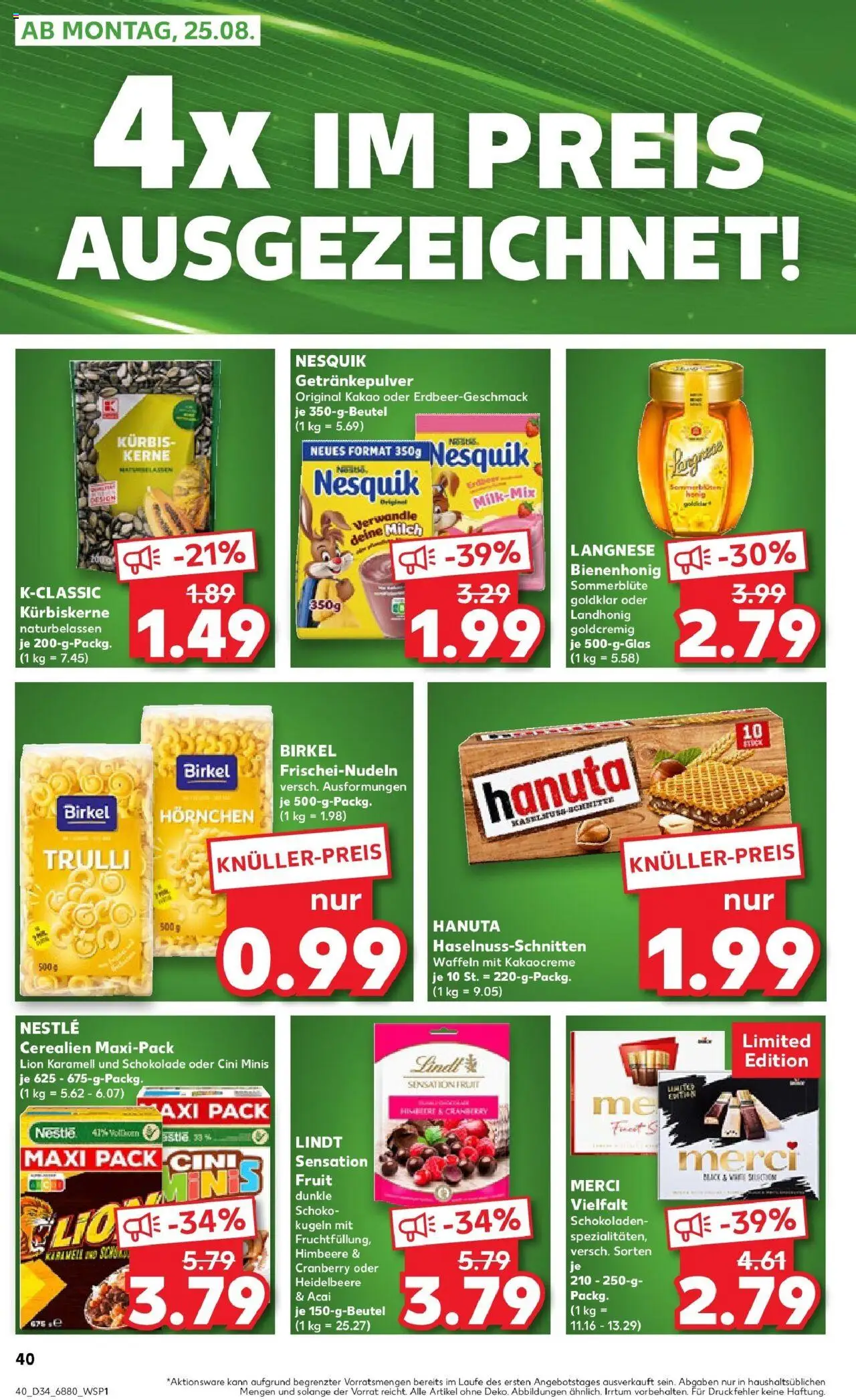 Kaufland prospekt Neunkirchen	 - gültig ab dem 21.08.2025 | Seite: 40 | Produkte: Merci, Nesquik, Schokolade, Kürbis