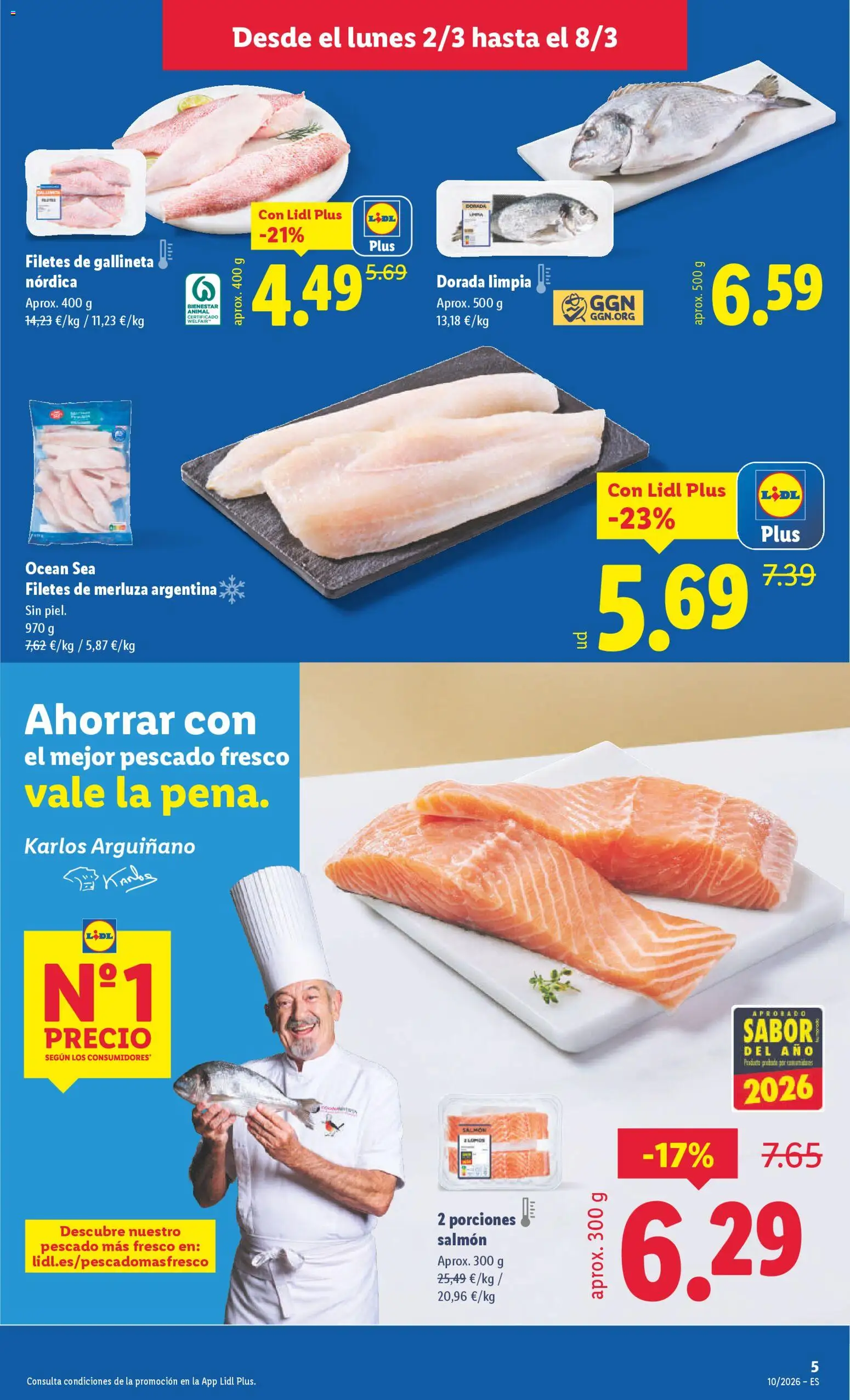 Lidl folleto │ válido desde el 02.03.2026 | Página: 5 | Productos: Pescado, Filetes de merluza