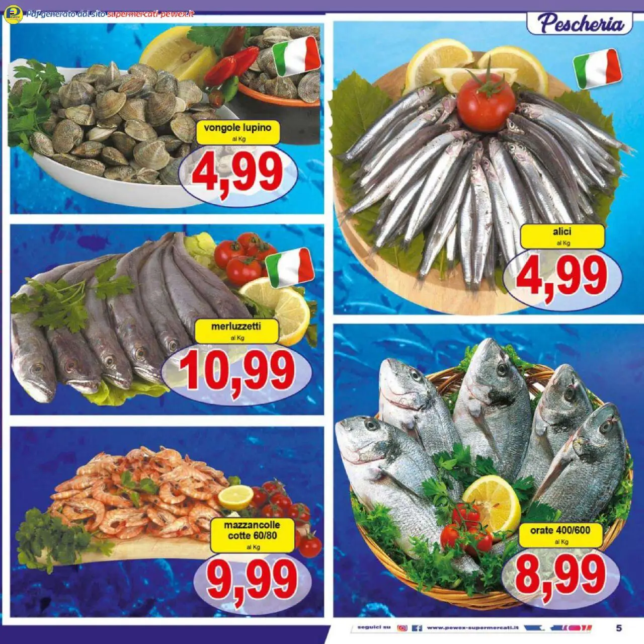 Volantino Pewex del 25.07.2025 | Pagina: 5 | Prodotti: Vongole, Mazzancolle, Alici