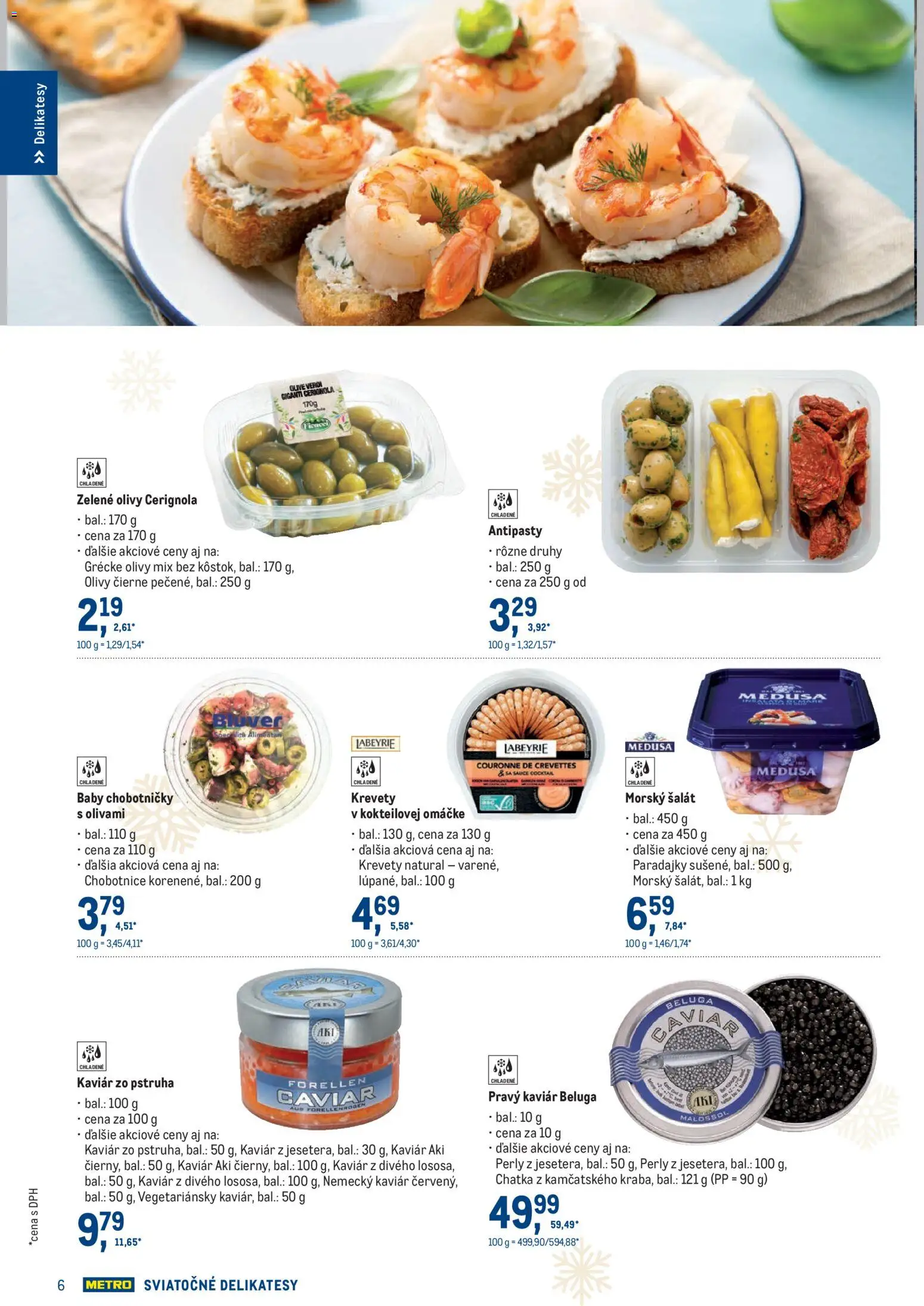 Nové Metro akcie – leták je platný od 19.11.2025 | Strana: 6 | Produkty: Krevety, Paradajky, Šalát