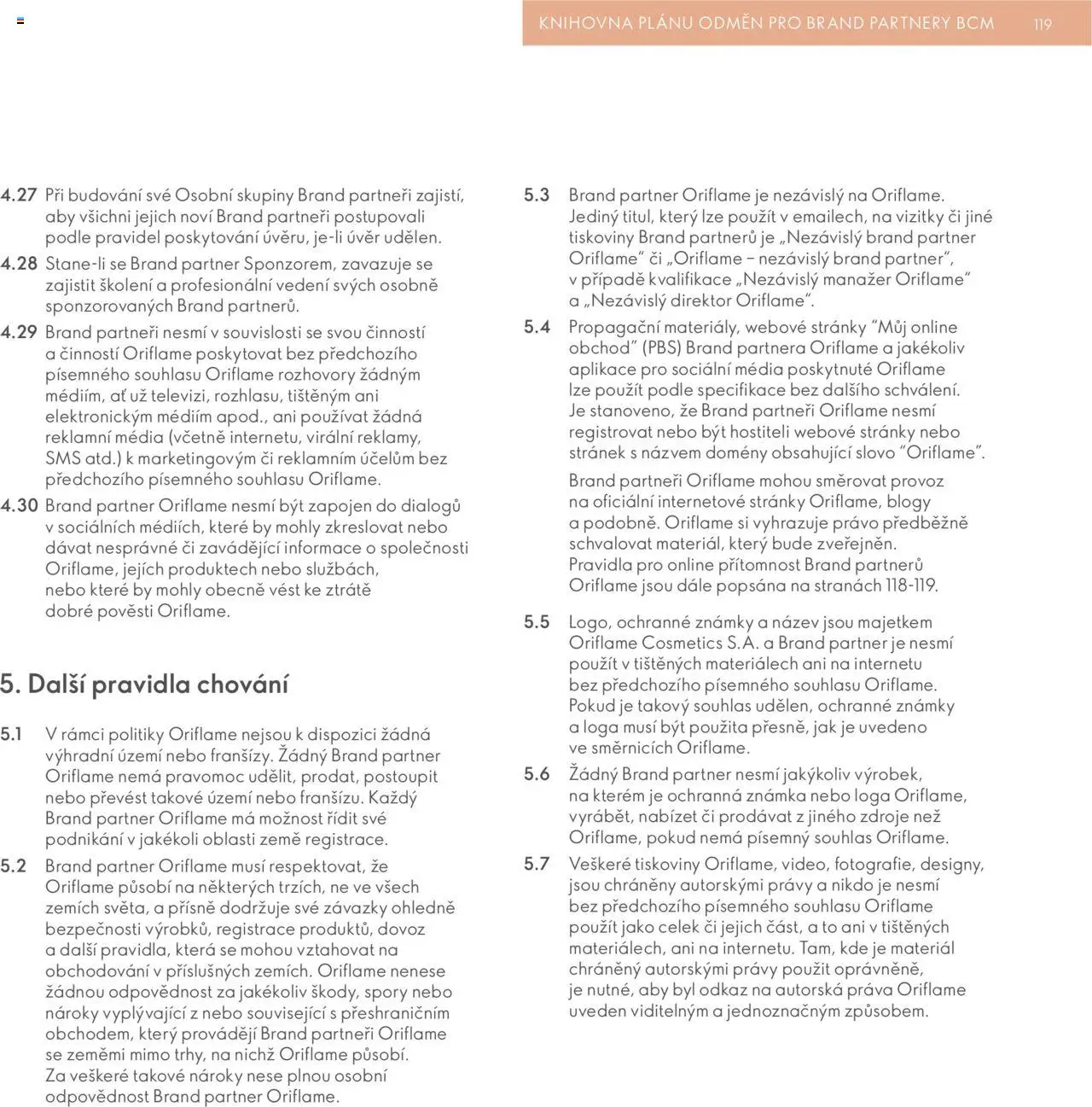 Oriflame katalog Plán odměn pro Brand Partnery od 10.04.2025 | Strana: 119 | Produkty: Známky, Knihovna