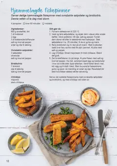 Forhåndsvisning av Hjemmelagde fiskepinner, Deilige hjemmelagde fiskepinner med ovnsbakte søtpoteter og brokkoliris. gyldig fra 02.01.2026 | Side: 12