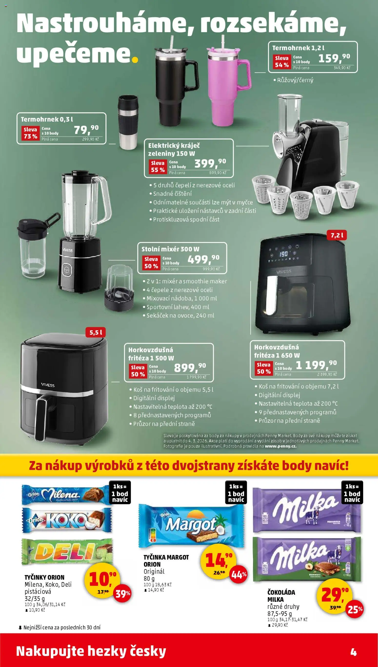 Penny Market leták - Čtvrtečník od 22.01.2026 | Strana: 4 | Produkty: Tyčinky, Stolní mixér, Horkovzdušná fritéza, Elektrický kráječ